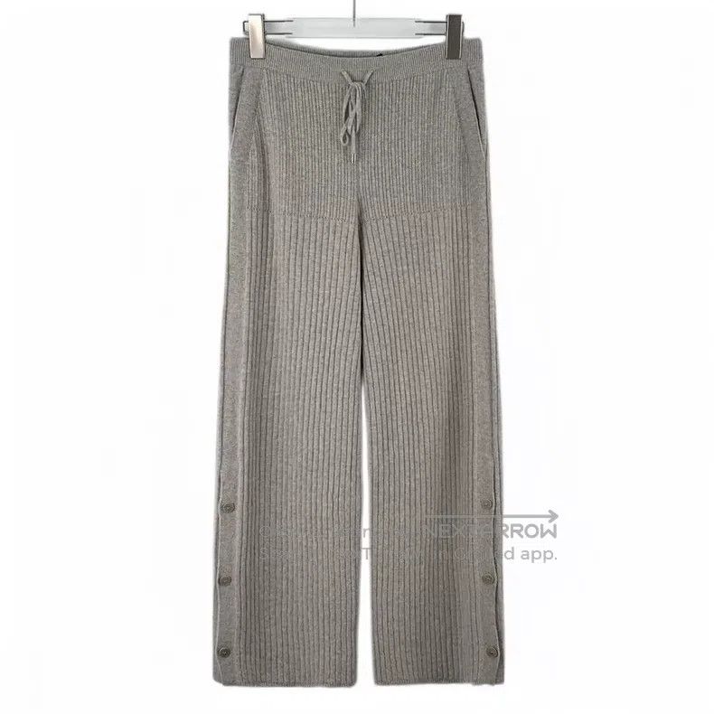 Loro Piana Loro Piana Gray side button cashmere knitted wide leg pant Size 27" / US 4 / IT 40 - 1 Thumbnail