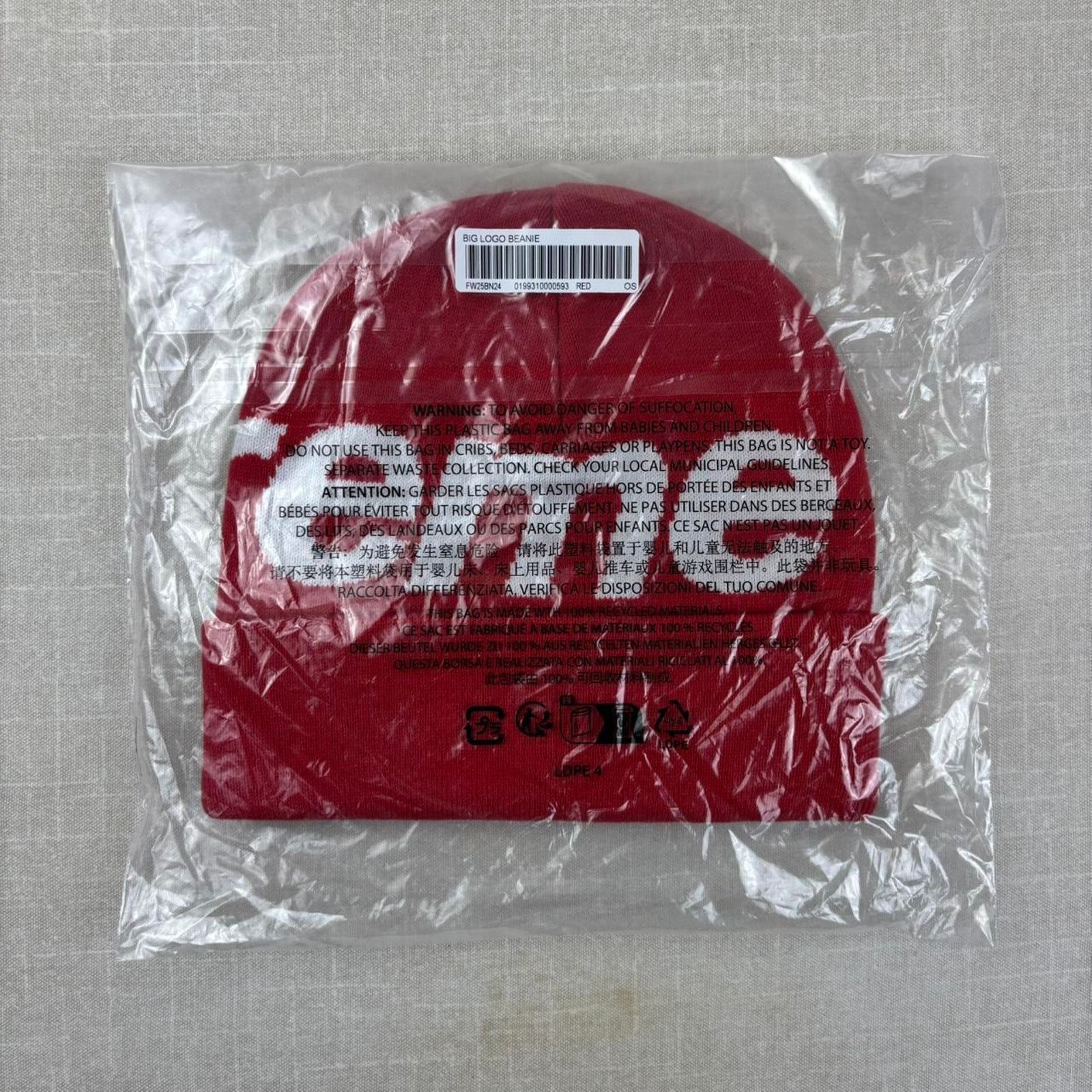 Supreme 🚨 FW25 Supreme Big Logo Beanie “Red” OS Size ONE SIZE - 4 Thumbnail