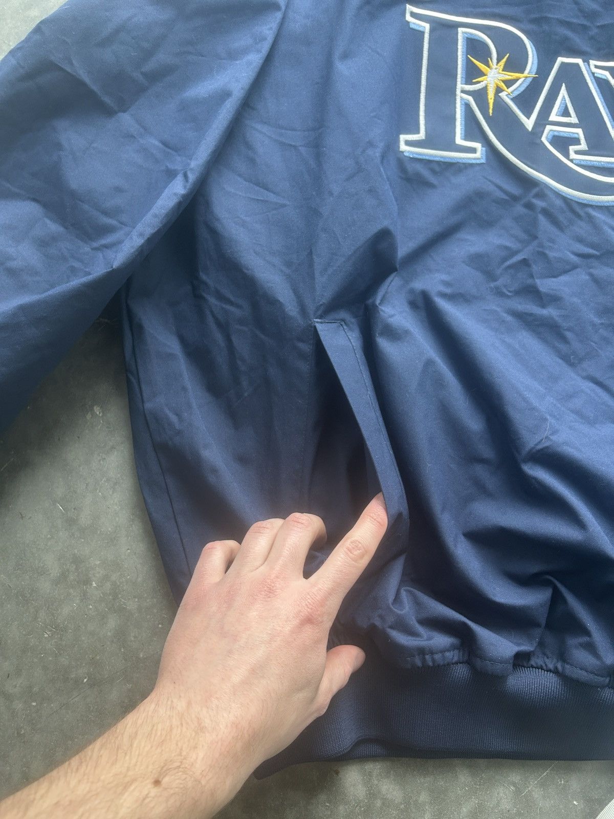 MLB × Nike × Vintage Vintage Y2K Nike Tampa Bay Rays Center Swoosh Jacket Size US XL / EU 56 / 4 - 4 Thumbnail
