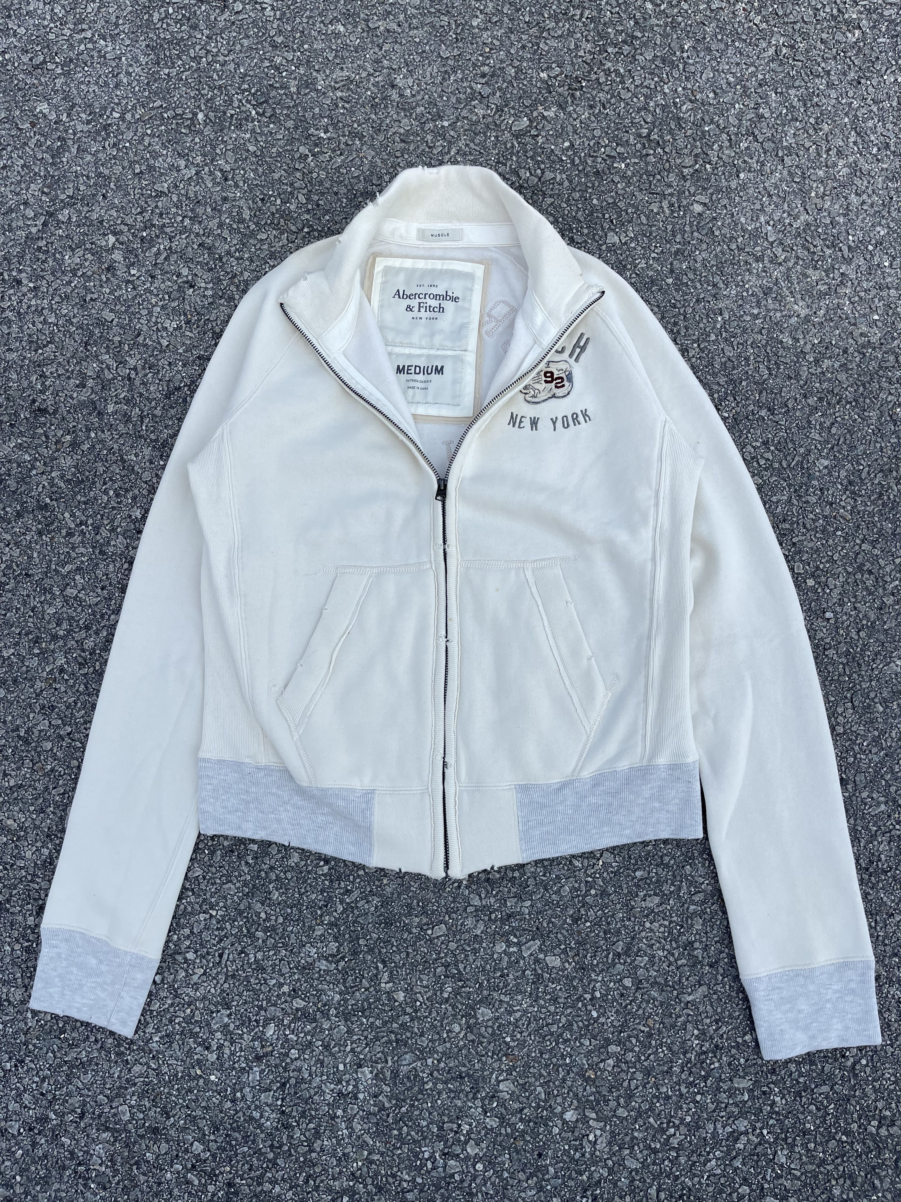 Abercrombie & Fitch White A&F Zipper Jumper Back Hit Size US M / EU 48-50 / 2 - 9 Thumbnail