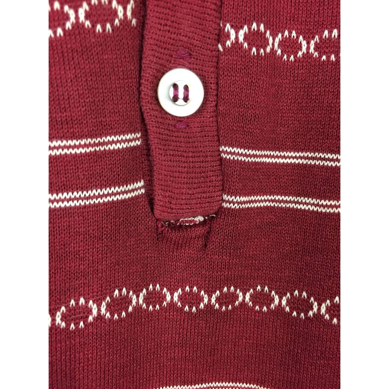 Vintage Vtg 90s Retro Style Patterned Single Stitch Henley Neck Tee Size US S / EU 44-46 / 1 - 4 Thumbnail