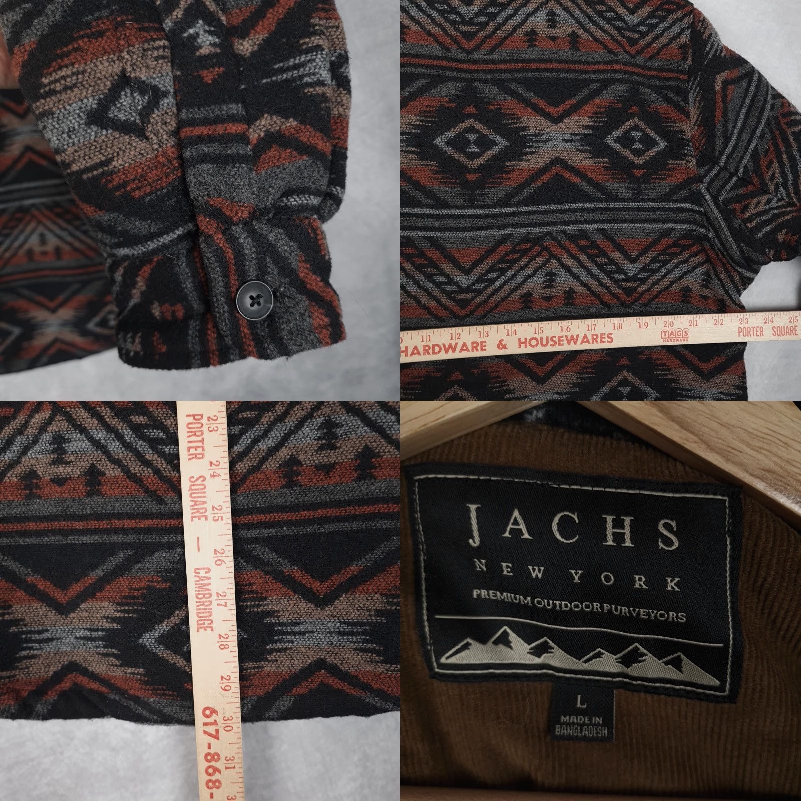 Vintage JACHS New York Jacket Mens Large Black Sherpa Lined Southwestern Flannel Shacket Size US L / EU 52-54 / 3 - 10 Thumbnail