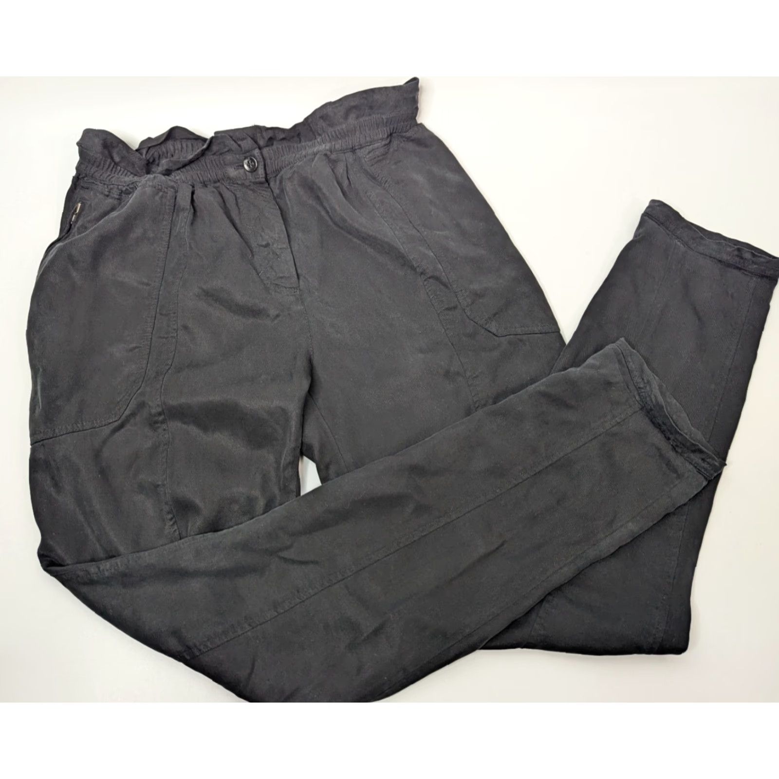 Vintage Wilfred Pant Womens Size 2 Black Pull On Lyocell Trousers Casual Pants Size 26" / US 2 / IT 38 - 2 Thumbnail