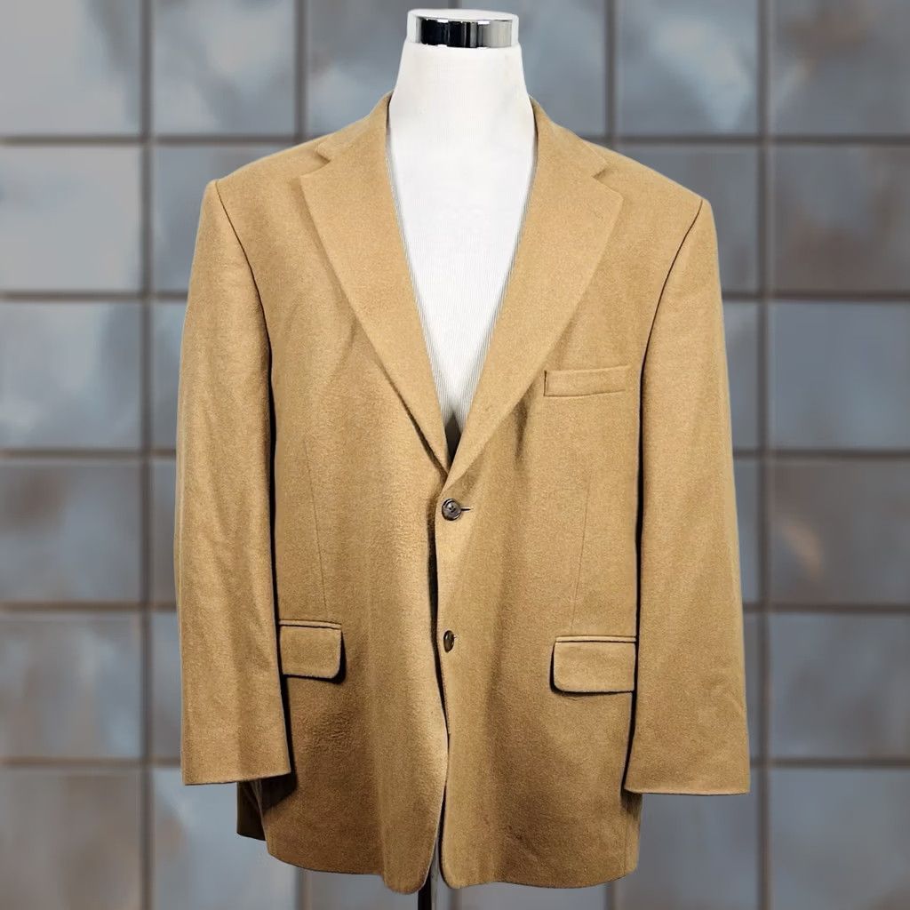 Stafford Stafford 46R Sport Coat Wool Camel Hair Blend Beige Two Button Lined Vented Men Jacket Coat Regular Notch 2 Piece 46M? Size US XS / EU 42 / 0 - 1 Thumbnail