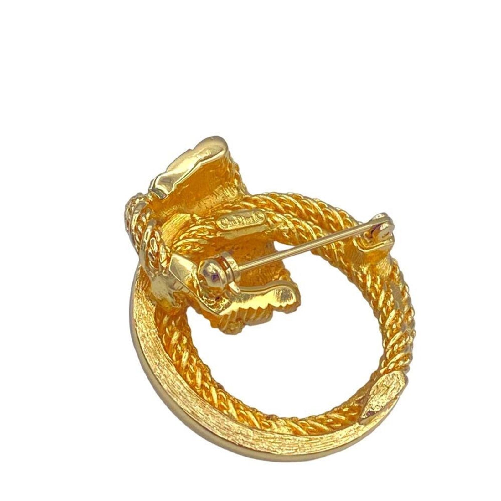 Christian Dior Monsieur Christian Dior Rhinestone Gold Tone Twist Brooch Size ONE SIZE - 4 Thumbnail