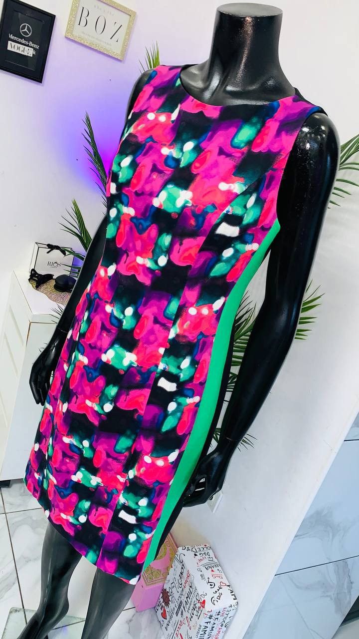 Isaac Mizrahi ISAAC MIZRAHI NEW YORK | Abstract Print Sheath Dress | US 10 Size XL / US 12-14 / IT 48-50 - 4 Thumbnail