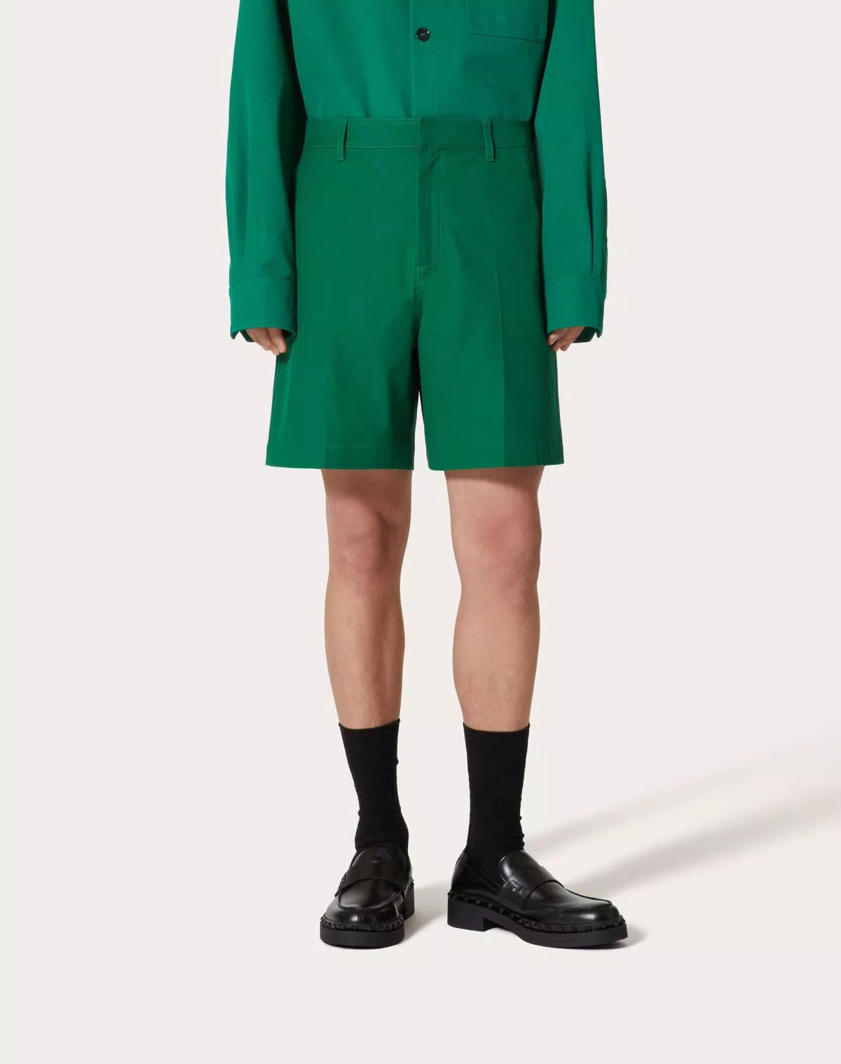 Valentino oc11z0725 Stretch Cotton Canvas Shorts in Basil Green Size US 32 / EU 48 - 4 Thumbnail