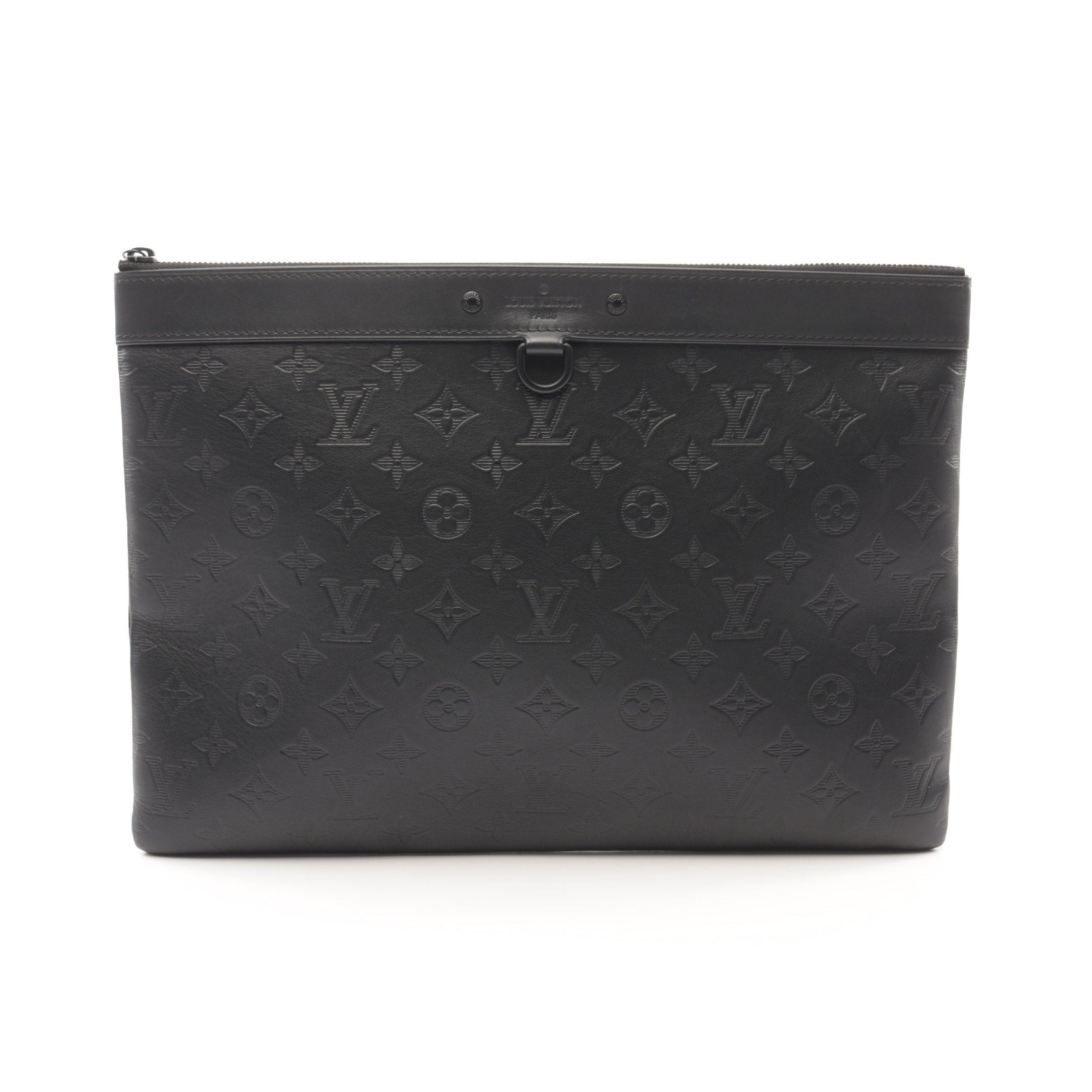 Louis Vuitton Louis Vuitton Pochette Discovery Monogram Shadow Noir Clutch Bag Leather Black Size ONE SIZE - 1 Thumbnail