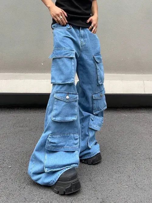 Designer washed faded cleanfit yuppie bootcut grunge cargo pants Size US 34 / EU 50 - 1 Thumbnail