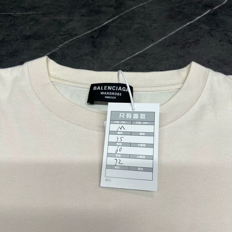 Balenciaga Balenciaga Front and Back Embroidered Logo Beige Short Sle Size US M / EU 48-50 / 2 - 4 Thumbnail