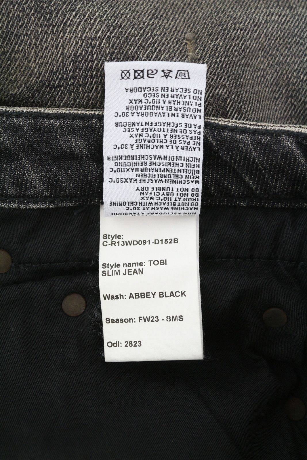 R13 TOBI SLIM 27 Washed Distress Zip Straight Abbey 84443 Size 27" / US 4 / IT 40 - 10 Thumbnail