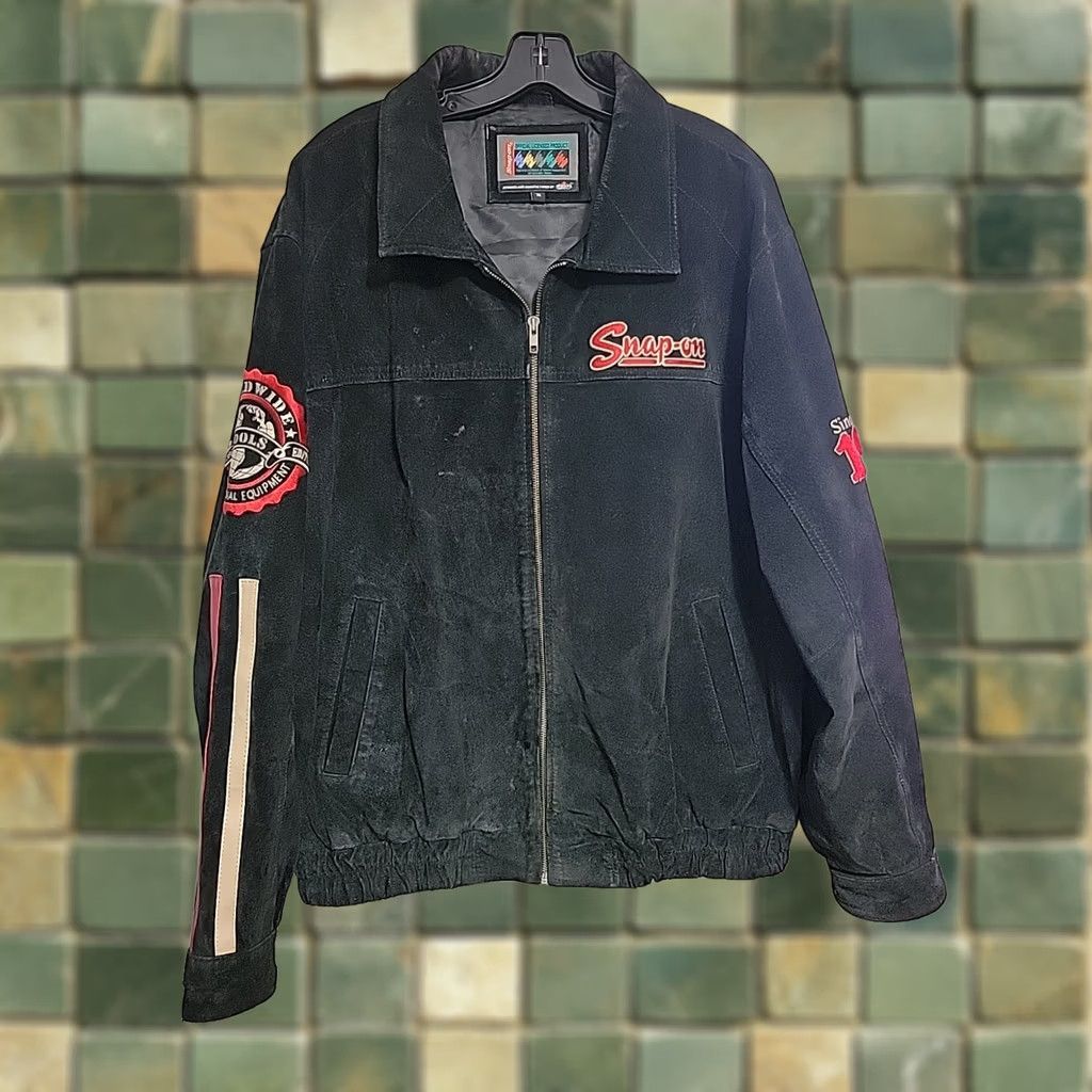 Vintage Snap-On Tools Black Suede Leather Jacket 2008 Tools Edition Mens XL Bomber Jacket Size US XL / EU 56 / 4 - 1 Thumbnail