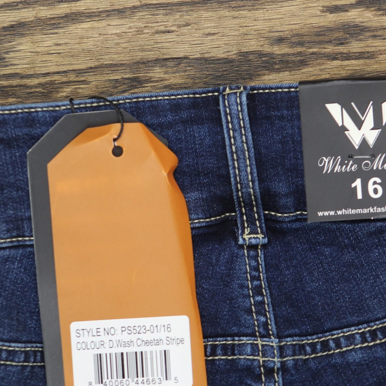 White Mark Nwt White Mark 3 Pocket Jeans Dark Wash Leopard Blue 16w Size 38" / US 16 / IT 52 - 3 Thumbnail