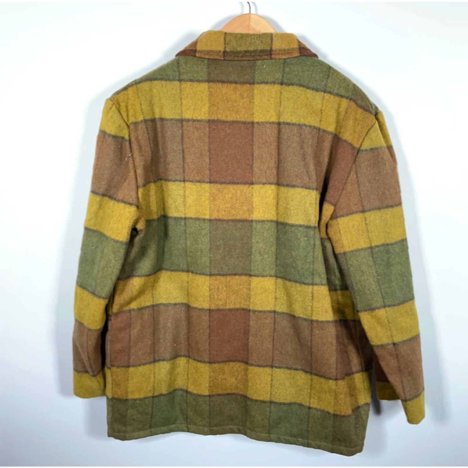 Etro VINTAGE 60s Wool Zip Up Jacket Men’s L Yellow Plaid Shaggy Lining Retro Military Jacket Style Size US L / EU 52-54 / 3 - 2 Thumbnail