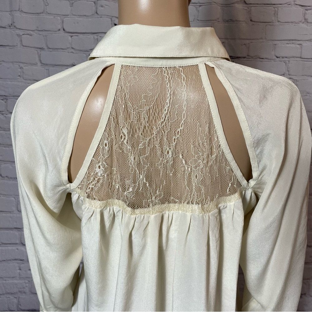 Other Aryn K Silk Lace Ivory Long Sleeve Cut Out Blouse Size S Size S / US 4 / IT 40 - 7 Thumbnail