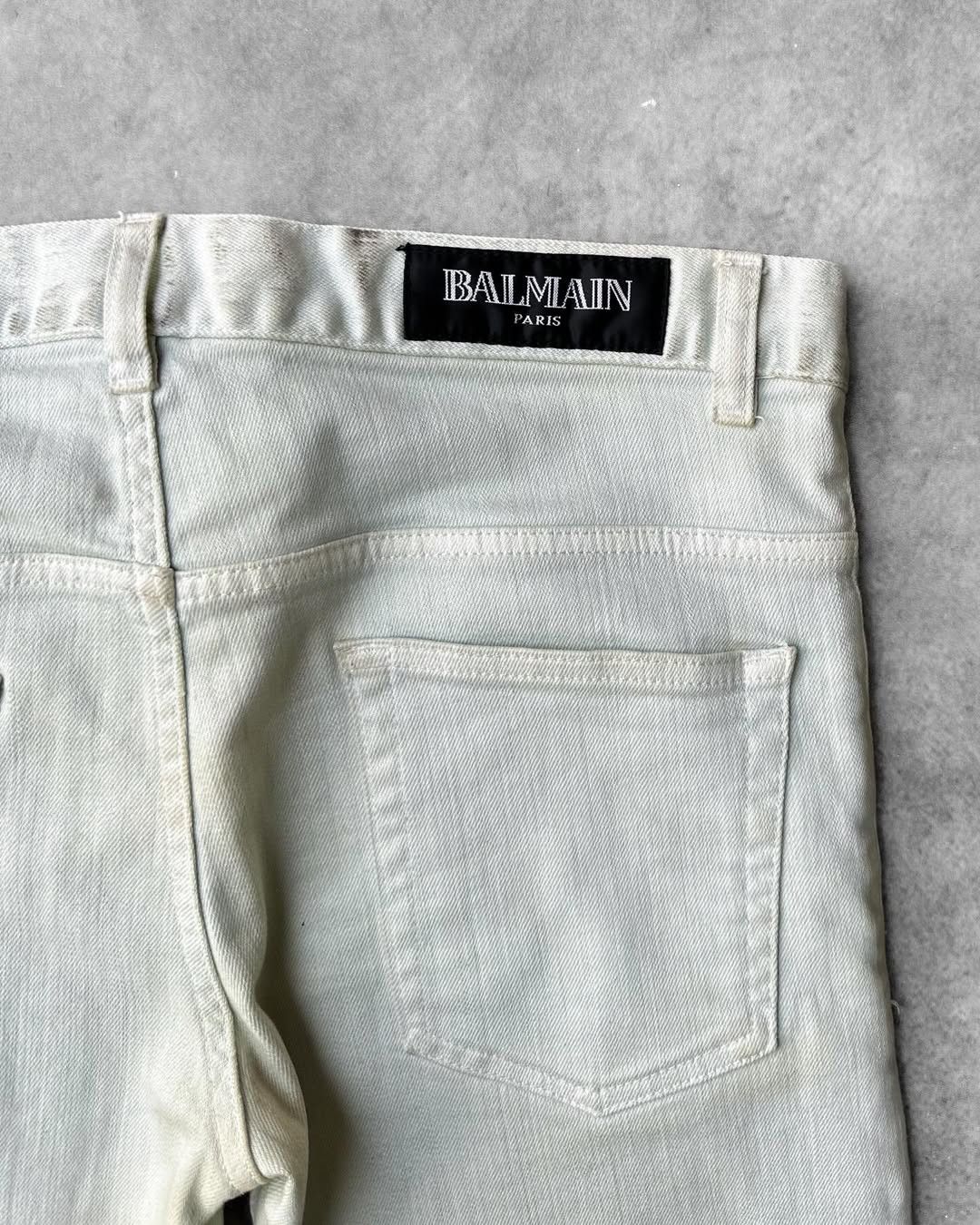 Balmain Balmain SS12 Dirty Coated Pale Yellow Washed Jeans Size US 31 - 9 Thumbnail