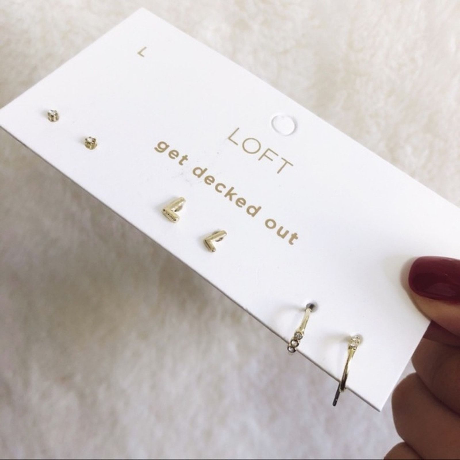 Loft LOFT Gold Pave "L" Initial Stud Earring Set Size ONE SIZE - 7 Thumbnail
