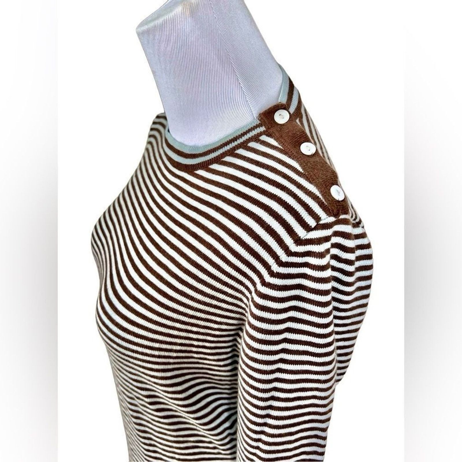 Other Tyler Böe Silk Blend Blue Brown Rib Sweater SMALL $229 Size S / US 4 / IT 40 - 1 Thumbnail