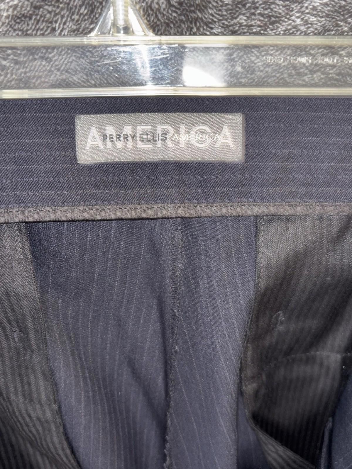 Old Navy Perry Ellis Portfolio Navy Pinstripe Dress Pants 34x30 Wool Size US 34 / EU 50 - 4 Thumbnail