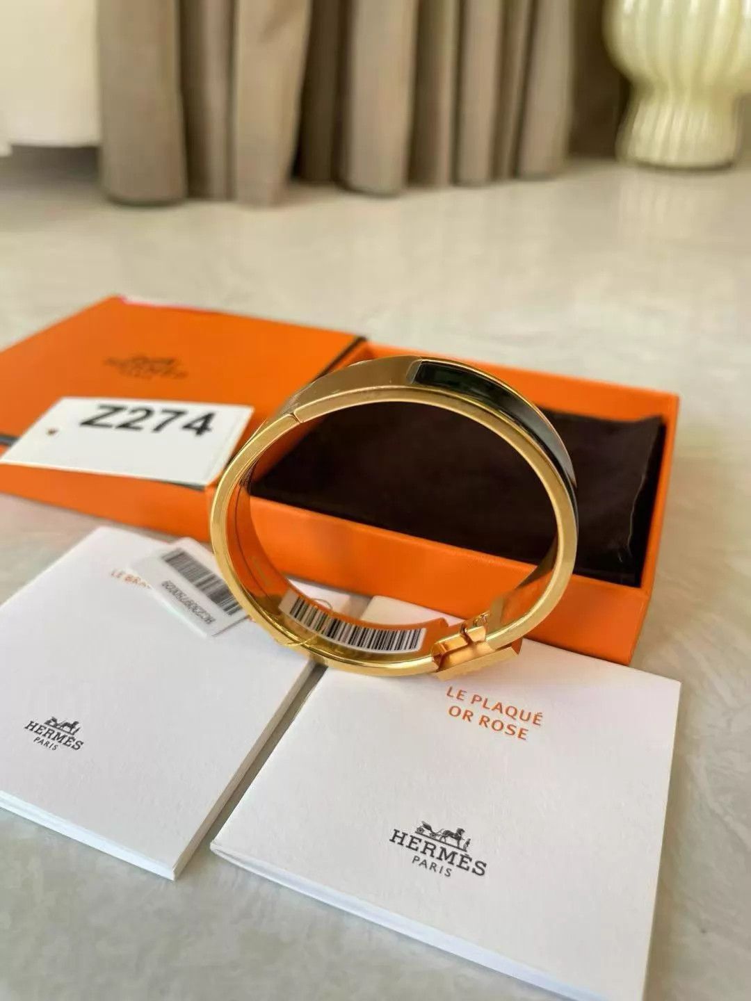 Hermes HERMES Clic Cadenas Lock Bracelet Black Gold Size ONE SIZE - 5 Thumbnail