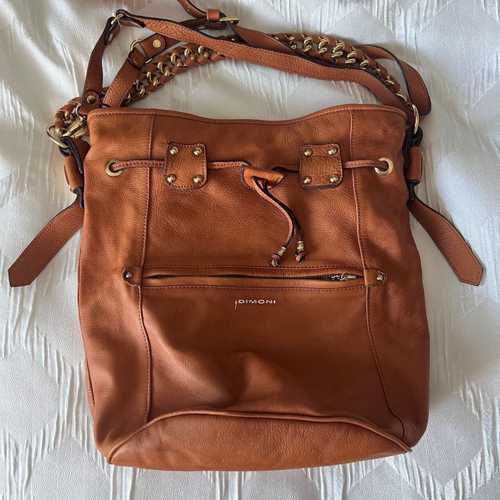 Other Made in Spain |DIMONI | Genuine Brown Leather | Bucket Bag Size ONE SIZE - 1 Thumbnail