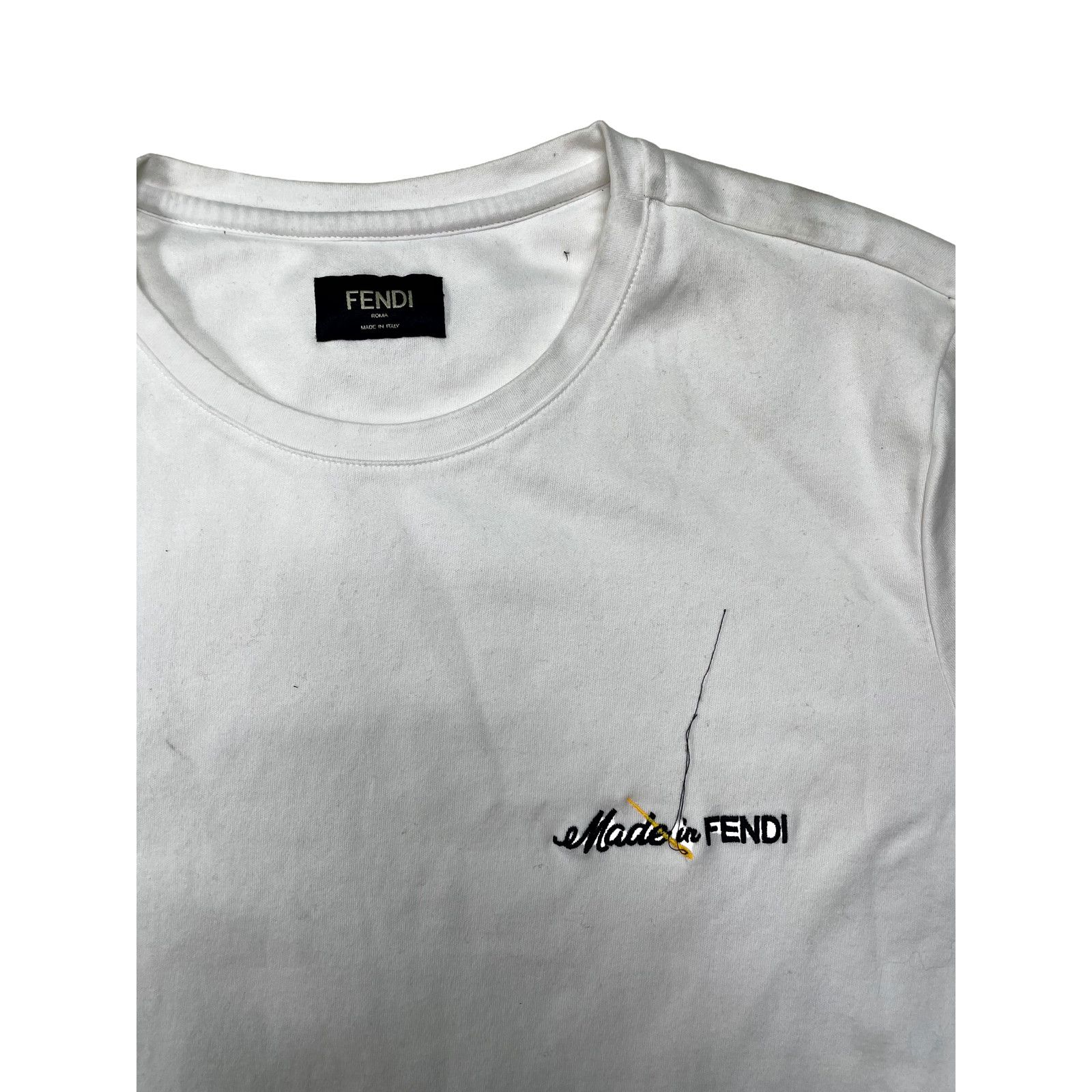 Fendi Fendi Made In White Tee Size US M / EU 48-50 / 2 - 2 Thumbnail