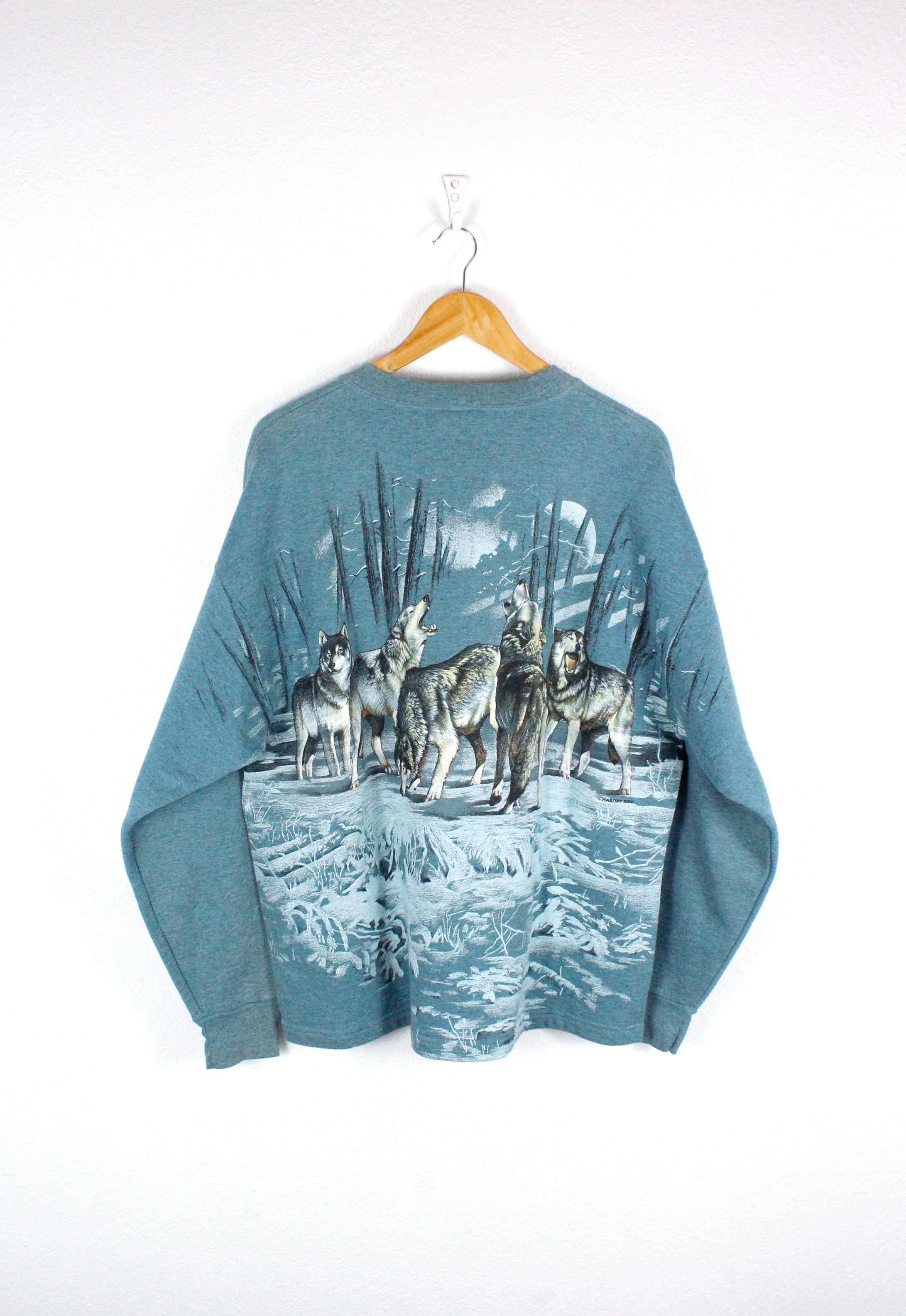 Habitat Vintage Habitat Wolfs Full Printed Sweatshirt XL USA 90s Size US XL / EU 56 / 4 - 5 Thumbnail