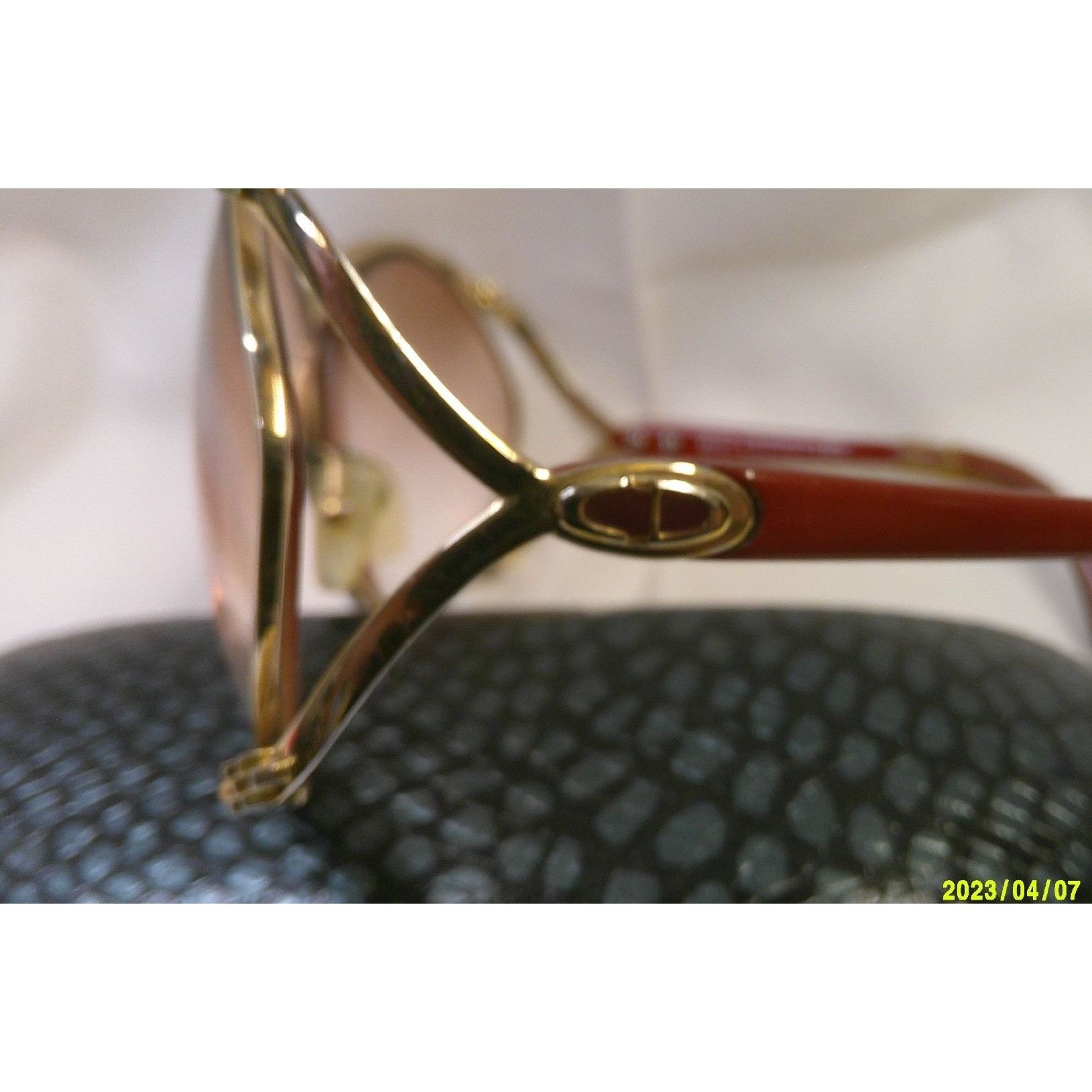 Dior Vintage Christian Dior Butterfly Sunglasses Gold Frame & Bro Size ONE SIZE - 3 Thumbnail