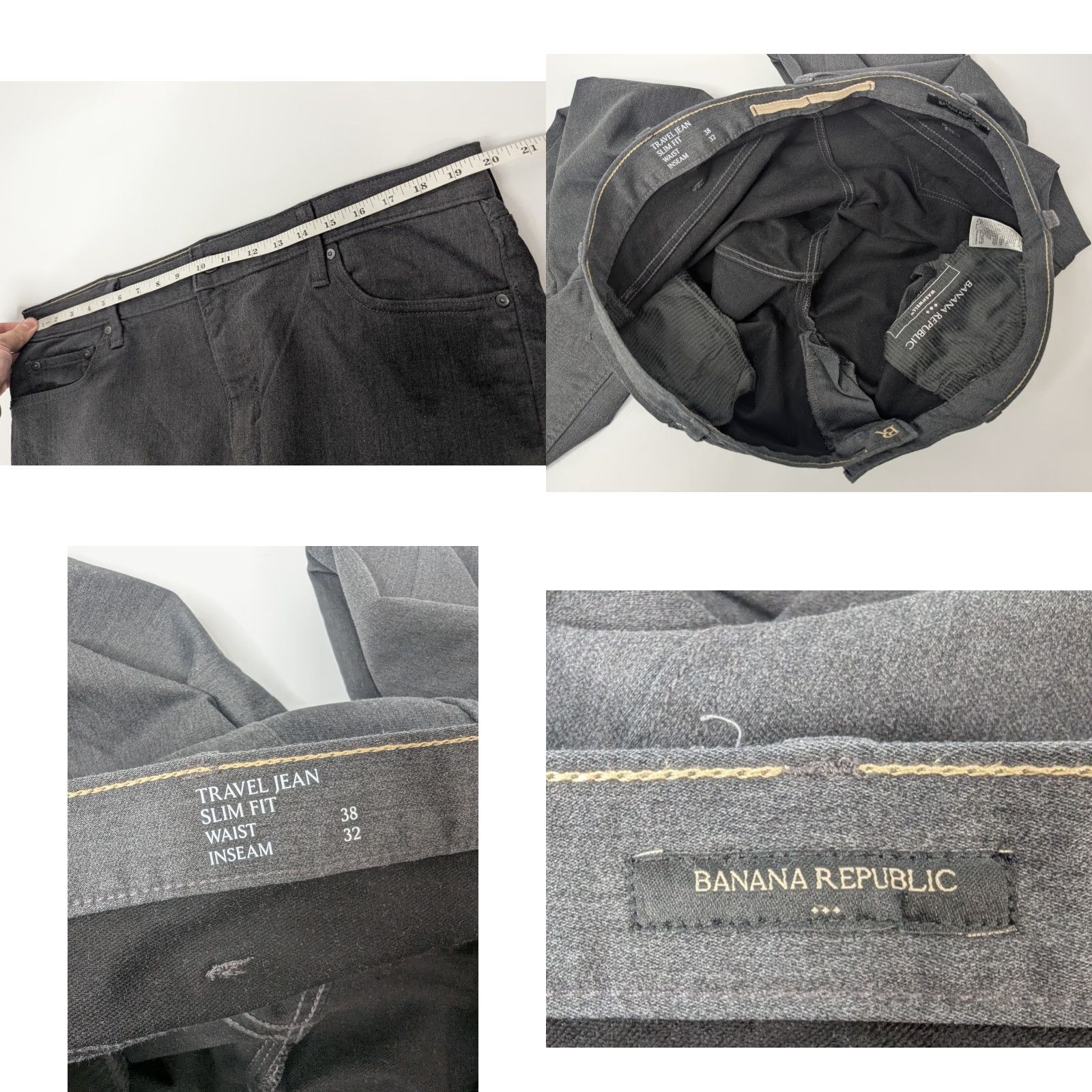 Banana Republic Banana Republic Travel Jean Mens Slim Fit 38x32 Jeans Charcoal Gray Pant City Preppy Modern 90s Style Mens Size US 38 / EU 54 - 8 Thumbnail
