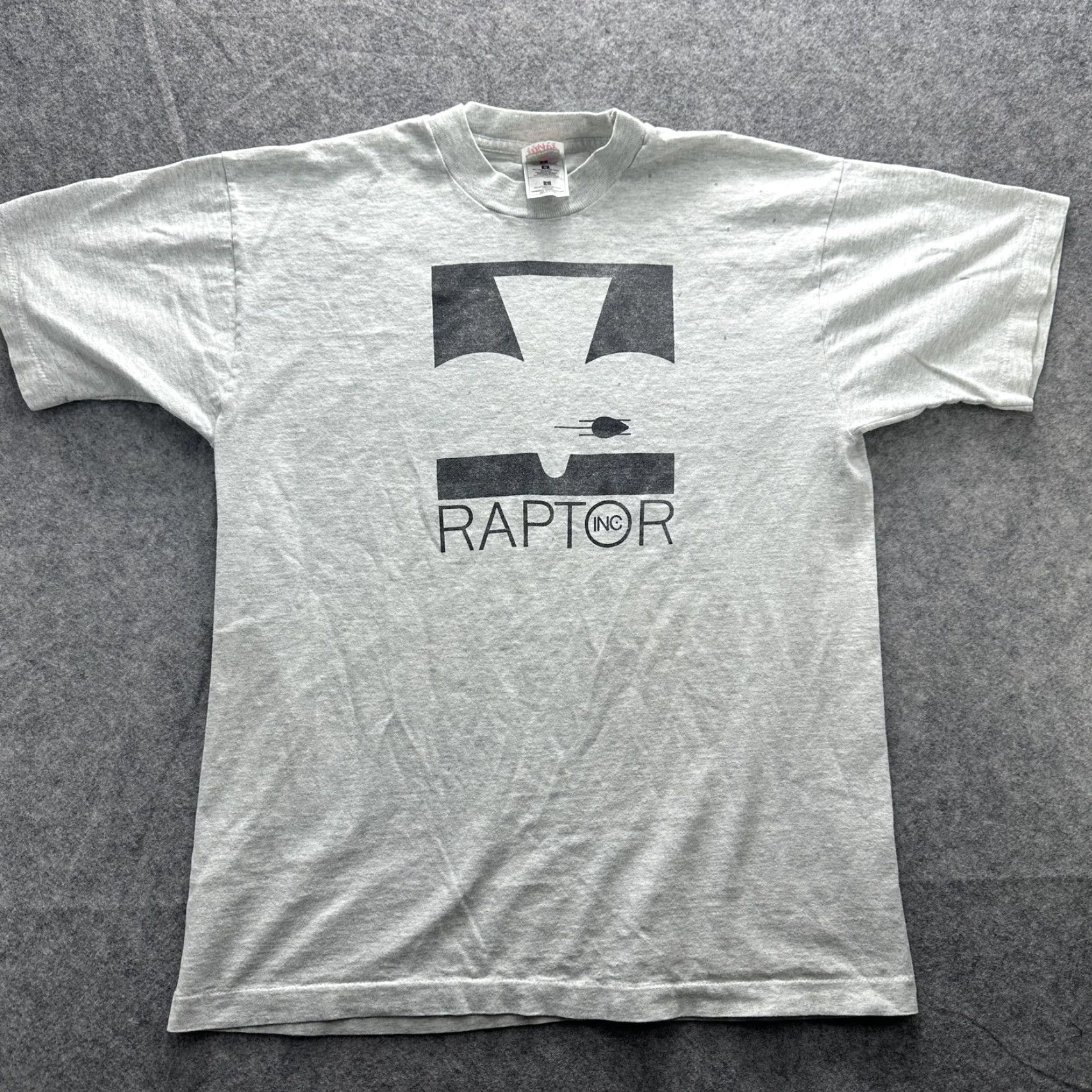 Fruit Of The Loom VINTAGE Raptor Inc Shirt Mens Large Gray Graphic Tee Fruit Of The Loom 90s y2k Size US L / EU 52-54 / 3 - 2 Thumbnail