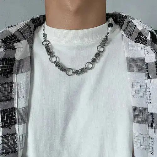 Jewelry White and green bead stitching men's fashion necklace Size ONE SIZE - 2 Thumbnail