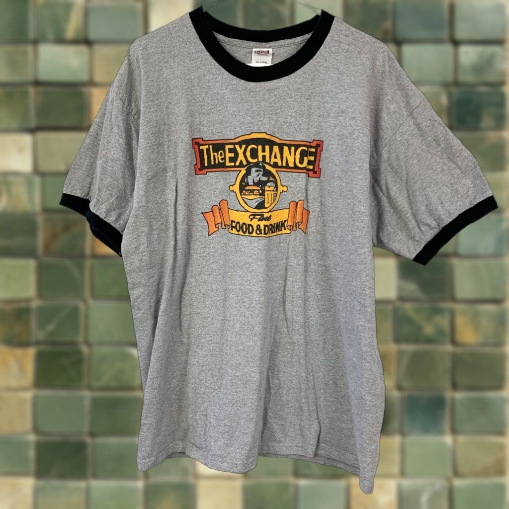 Anvil The Exchange Restaurant Gray Ringer T-Shirt Mens XL Anvil Cotton Blend 2004 Size US XL / EU 56 / 4 - 1 Thumbnail