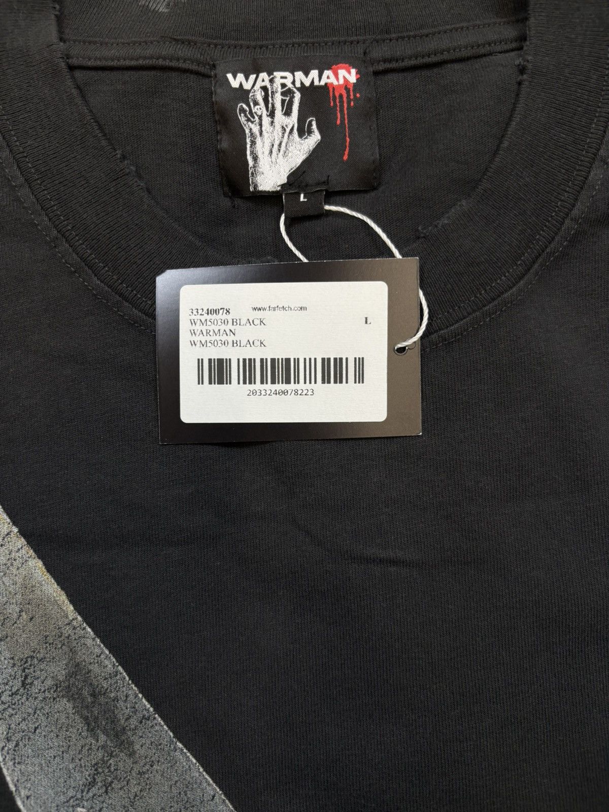 Vintage WARMAN WEEPING ANGEL GRAPHIC TEE, WASHED BLACK Size US L / EU 52-54 / 3 - 9 Thumbnail