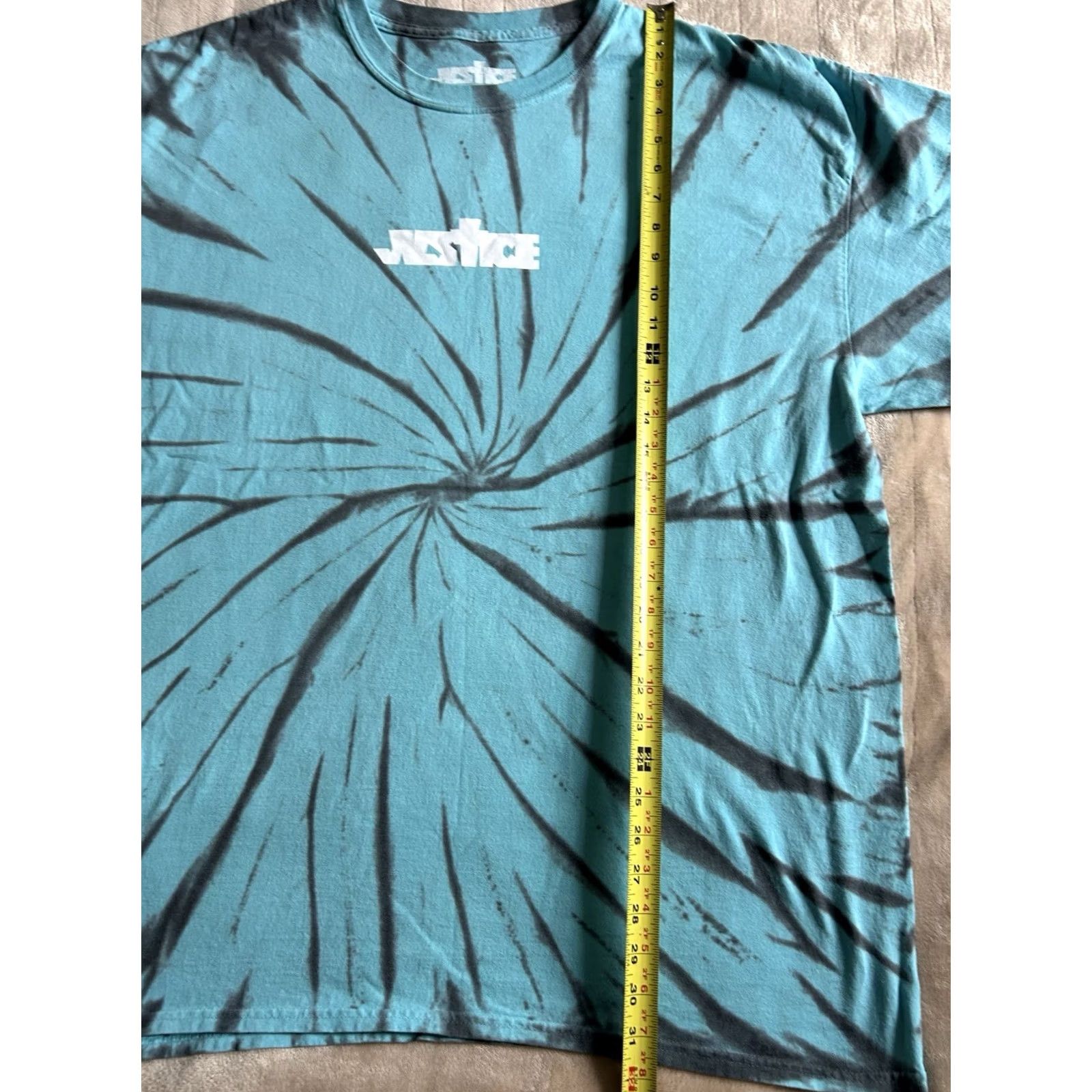 Vintage Justin Bieber Tour "Justice" 100% Cotton Blue & Black Tie Dye T-Shirt XXL Size US XXL / EU 58 / 5 - 6 Thumbnail