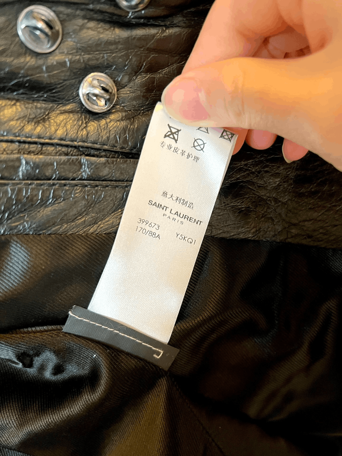 Saint Laurent Paris Sz 46 Saint Laurent Paris 15AW Badge Leather Jacket Size US S / EU 44-46 / 1 - 5 Thumbnail
