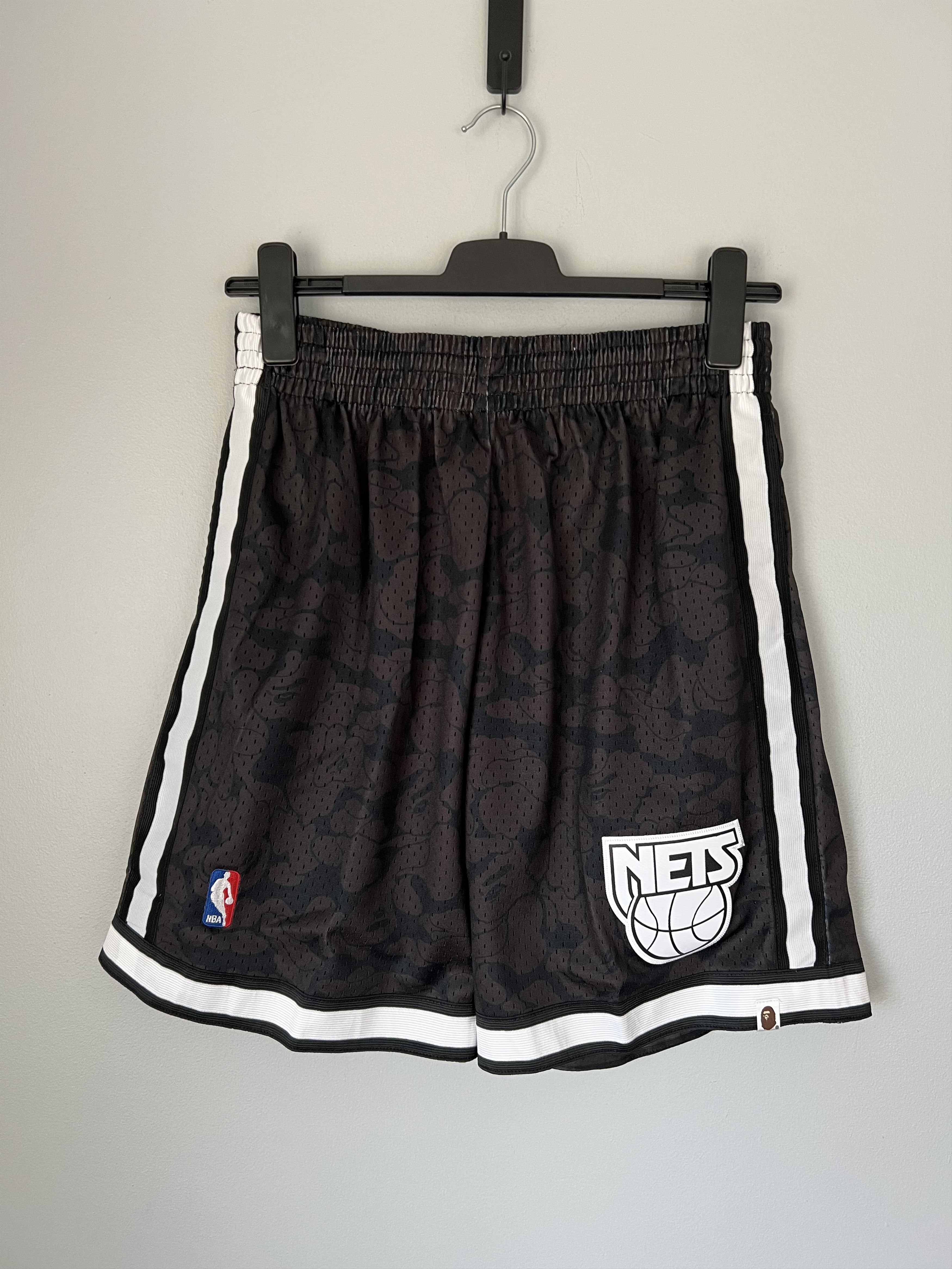 Bape × Mitchell & Ness Bape Mitchell & Ness New Jersey Nets Shorts in Black Size US 34 / EU 50 - 1 Thumbnail