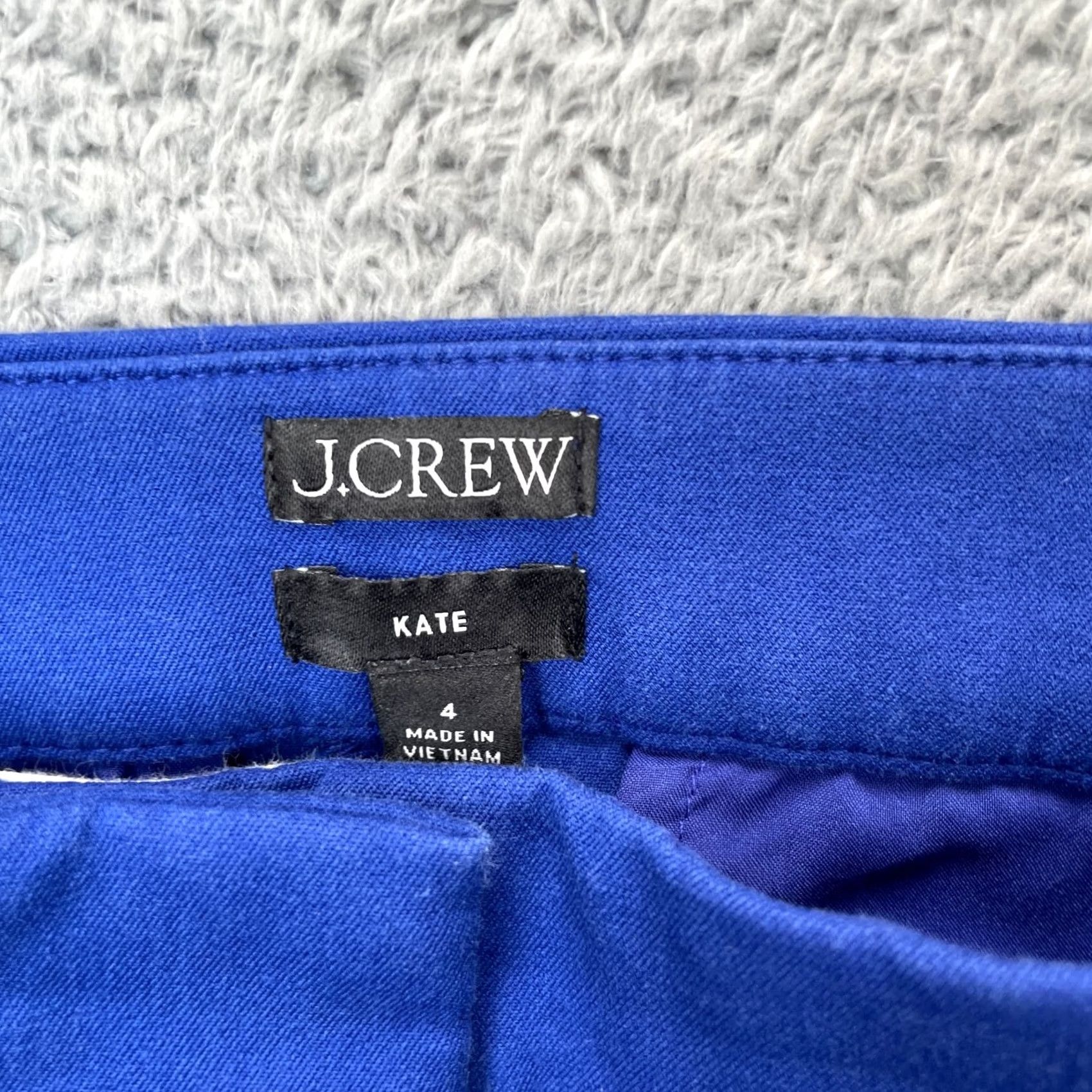 J.Crew J.CREW Pants Womens Kate Cropped Blue Cotton Stretch Straight Leg Formal Size 27" / US 4 / IT 40 - 3 Thumbnail
