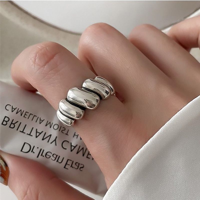 Jewelry Resizable 925 Sterling Silver Irregular Geometric Ring Size ONE SIZE - 1 Thumbnail