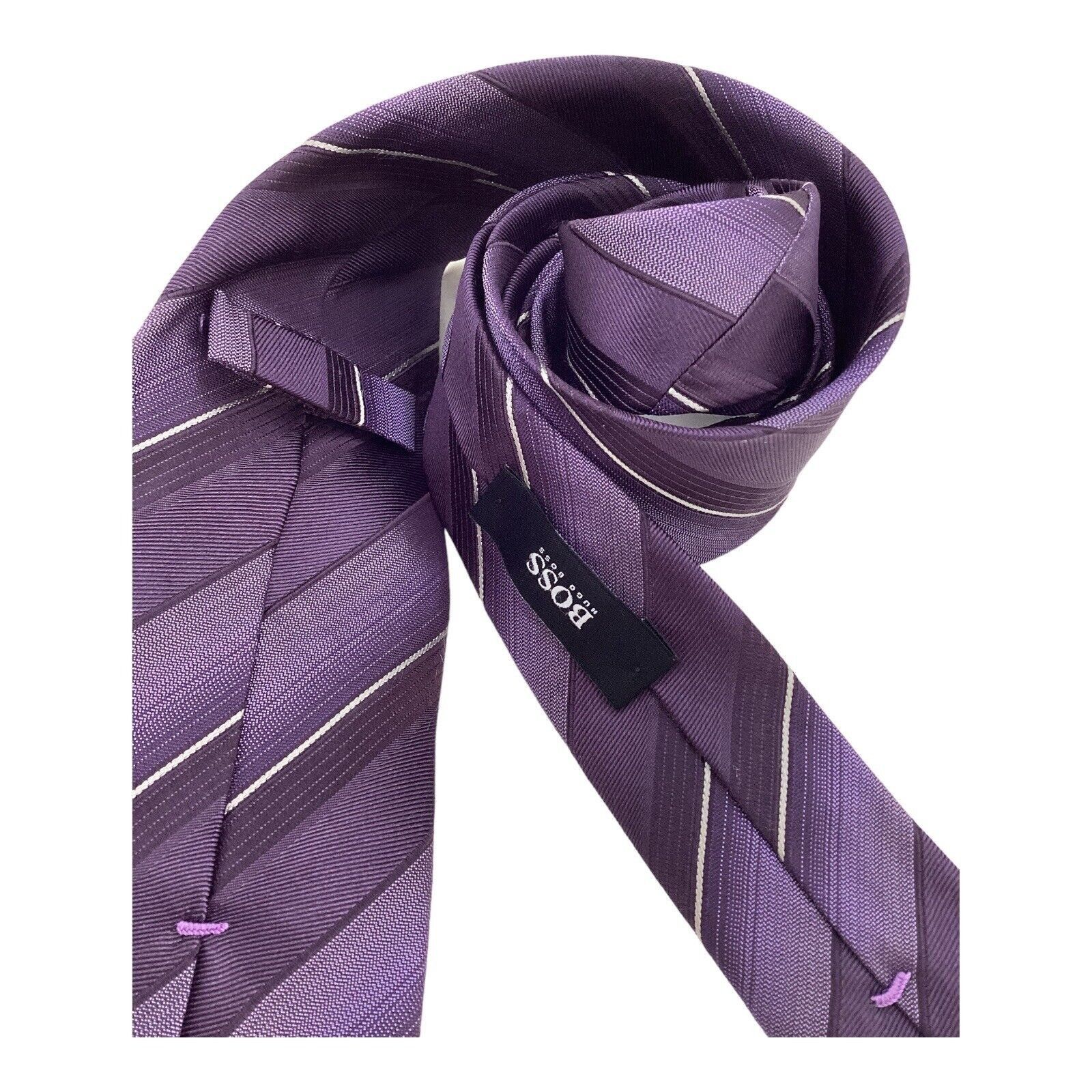 Hugo Boss BOSS HUGO BOSS Purple Striped Luxury Silk Tie Made In Italy Size ONE SIZE - 3 Thumbnail