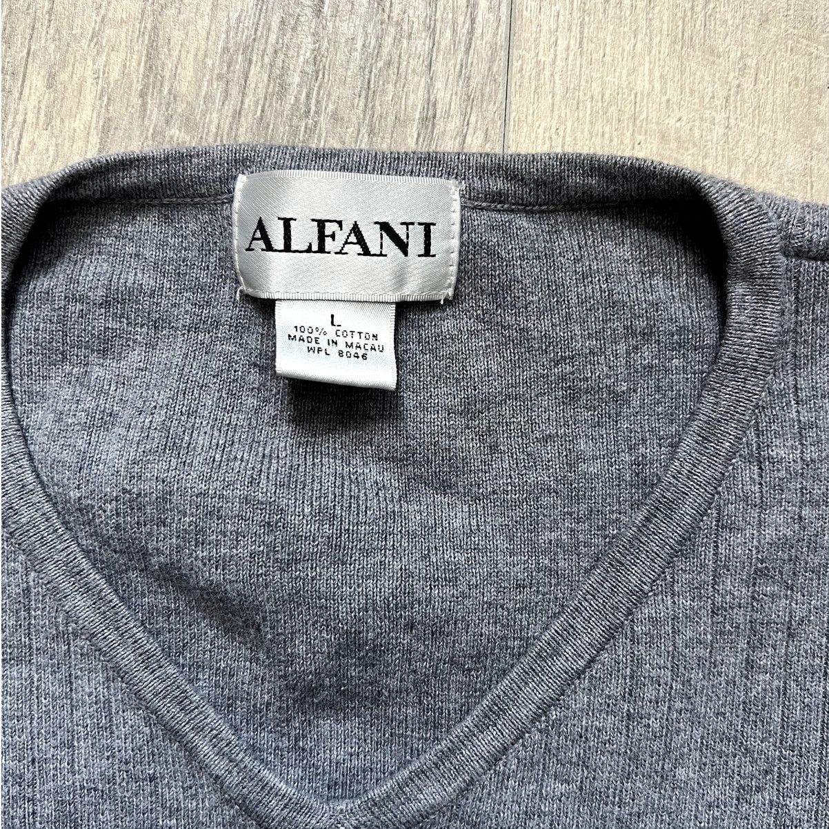 Alfani Grey Knit Short Sleeve V-neck Tee Size US L / EU 52-54 / 3 - 3 Thumbnail