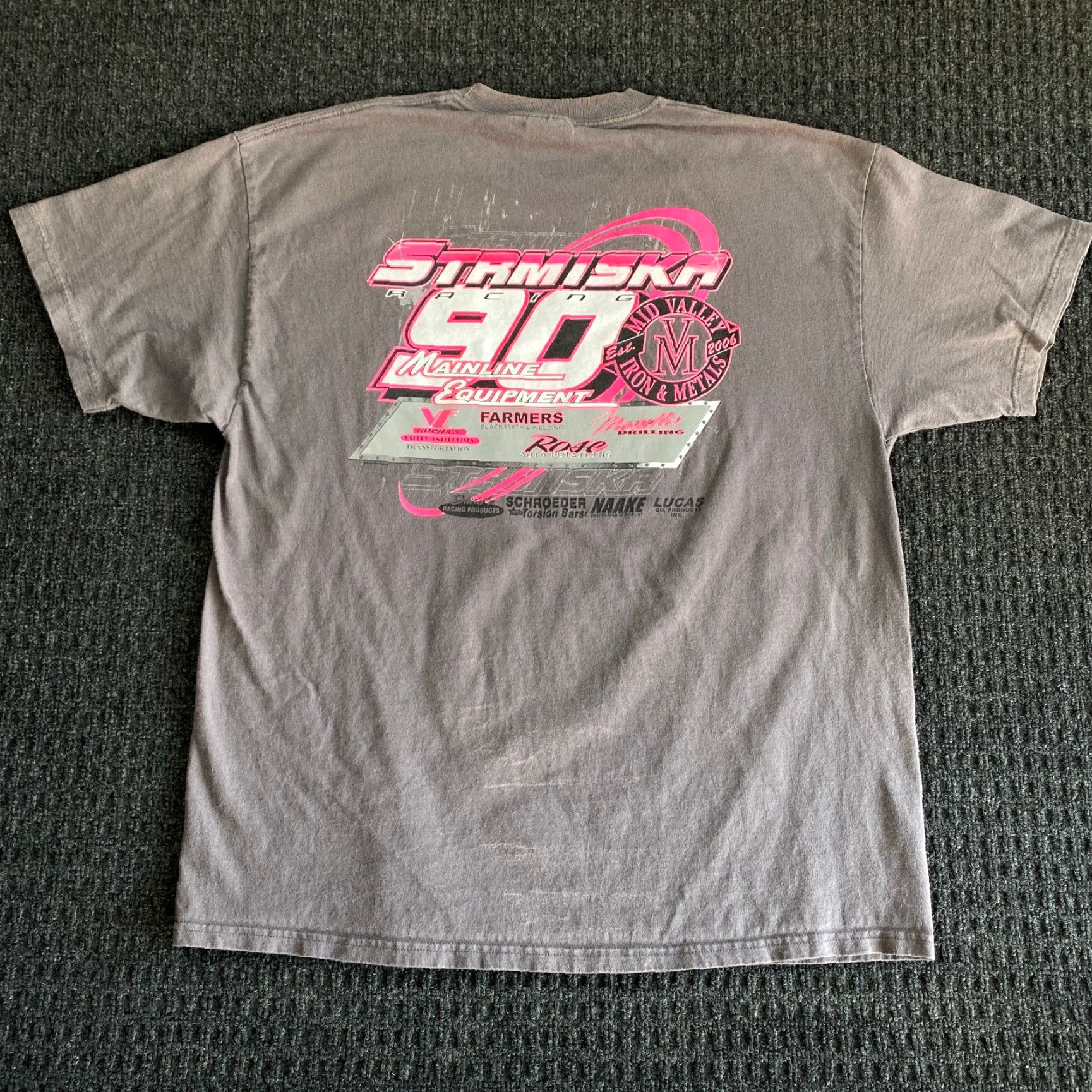Port Authority VINTAGE Ron Strmiska Racing 90s T-Shirt Gray XL Unisex Adults Size US XL / EU 56 / 4 - 2 Thumbnail
