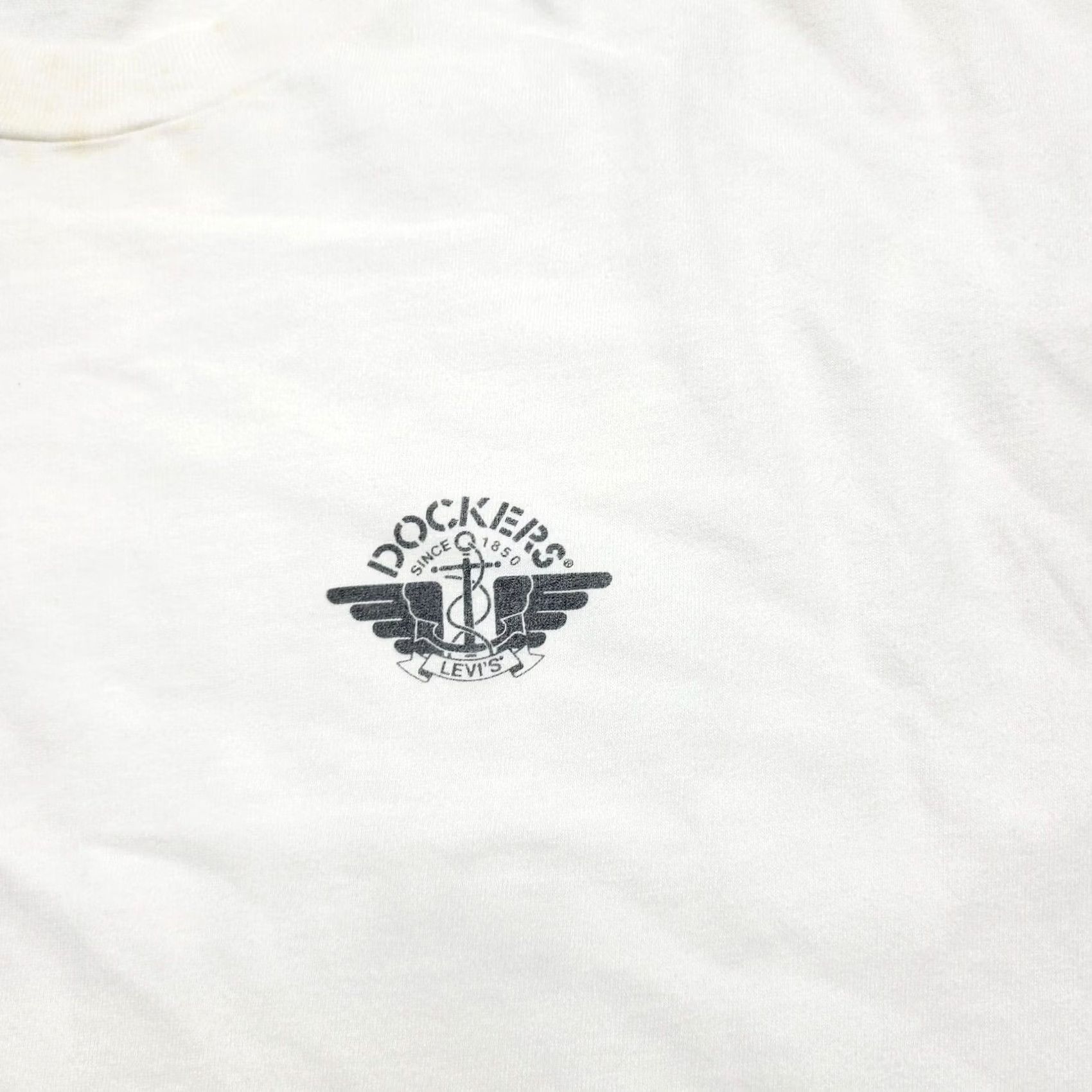 Hanes VINTAGE Dockers Khakis Promo T-Shirt Hanes Size XL White Crew Neck Short Sleeve Cotton Men United States USA Solid T-Shirt Mens Size US XL / EU 56 / 4 - 4 Thumbnail