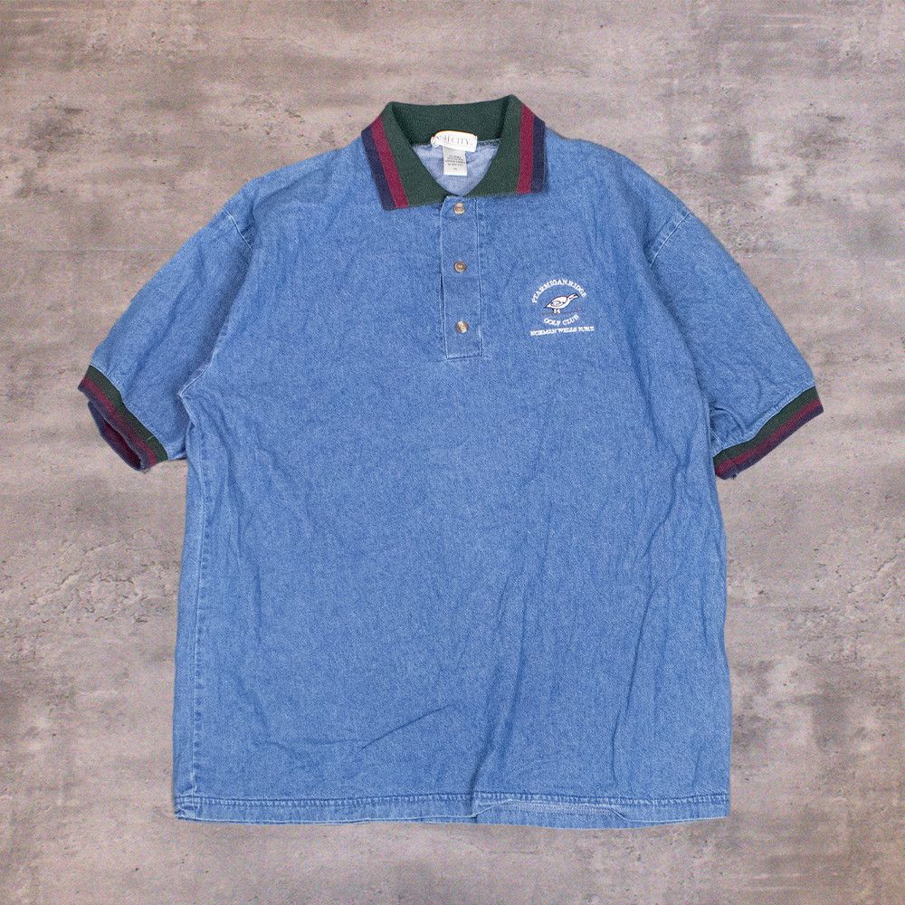 Vintage Vintage 1990’s Ash City Denim Gucci Style Polo Shirt Size US L / EU 52-54 / 3 - 1 Thumbnail