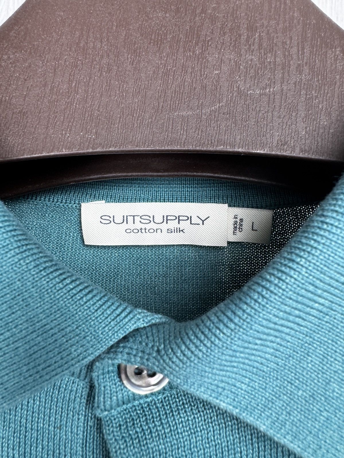 Suitsupply SUITSUPPLY Men Cotton Silk Green Polo Neck Pullover Stretchy Size US L / EU 52-54 / 3 - 8 Thumbnail