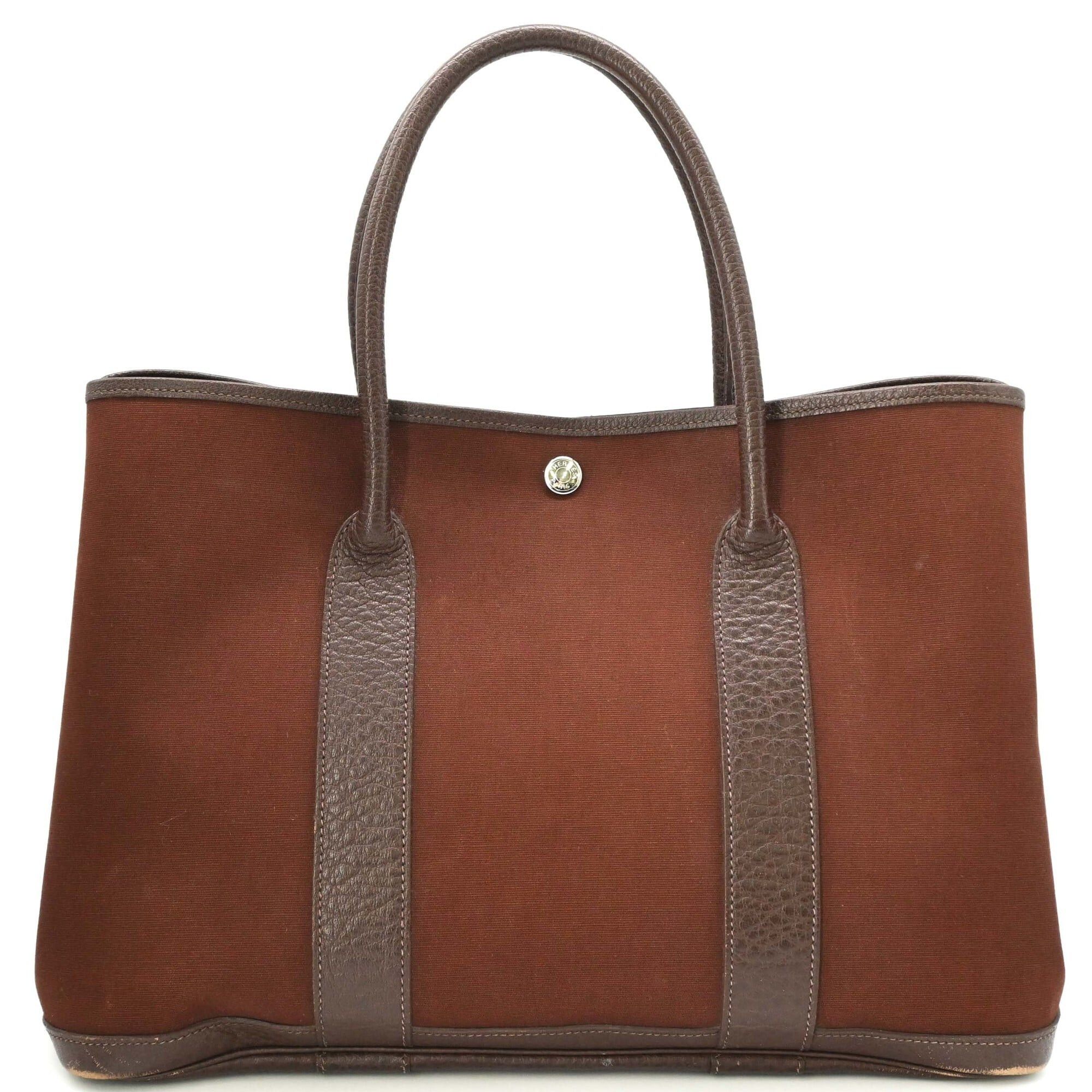 Hermes HERMES Garden PM 36 Handbag Tote Bag Toile Officier Canvas Brown Size ONE SIZE - 1 Thumbnail
