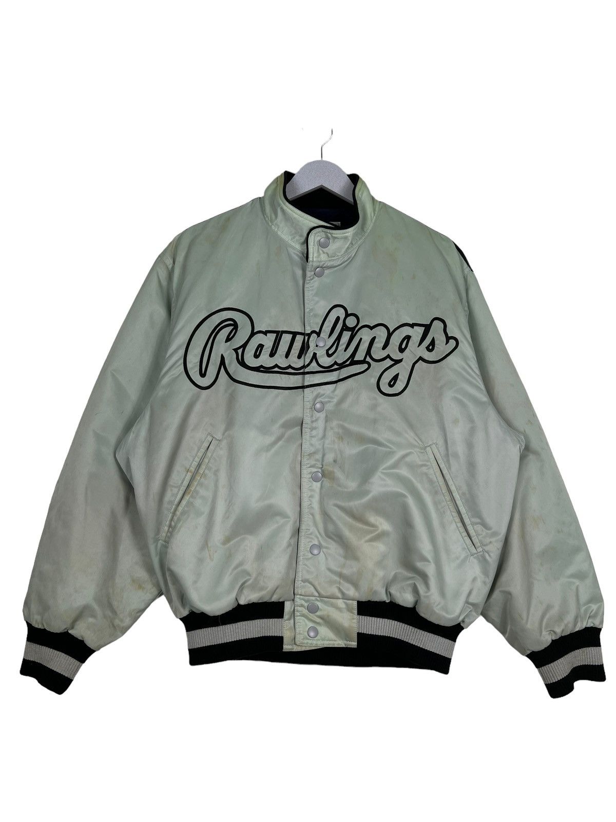 MLB 🔥 VINTAGE RAWLINGS SATIN STADIUM BOMBER JACKET Size US L / EU 52-54 / 3 - 3 Thumbnail