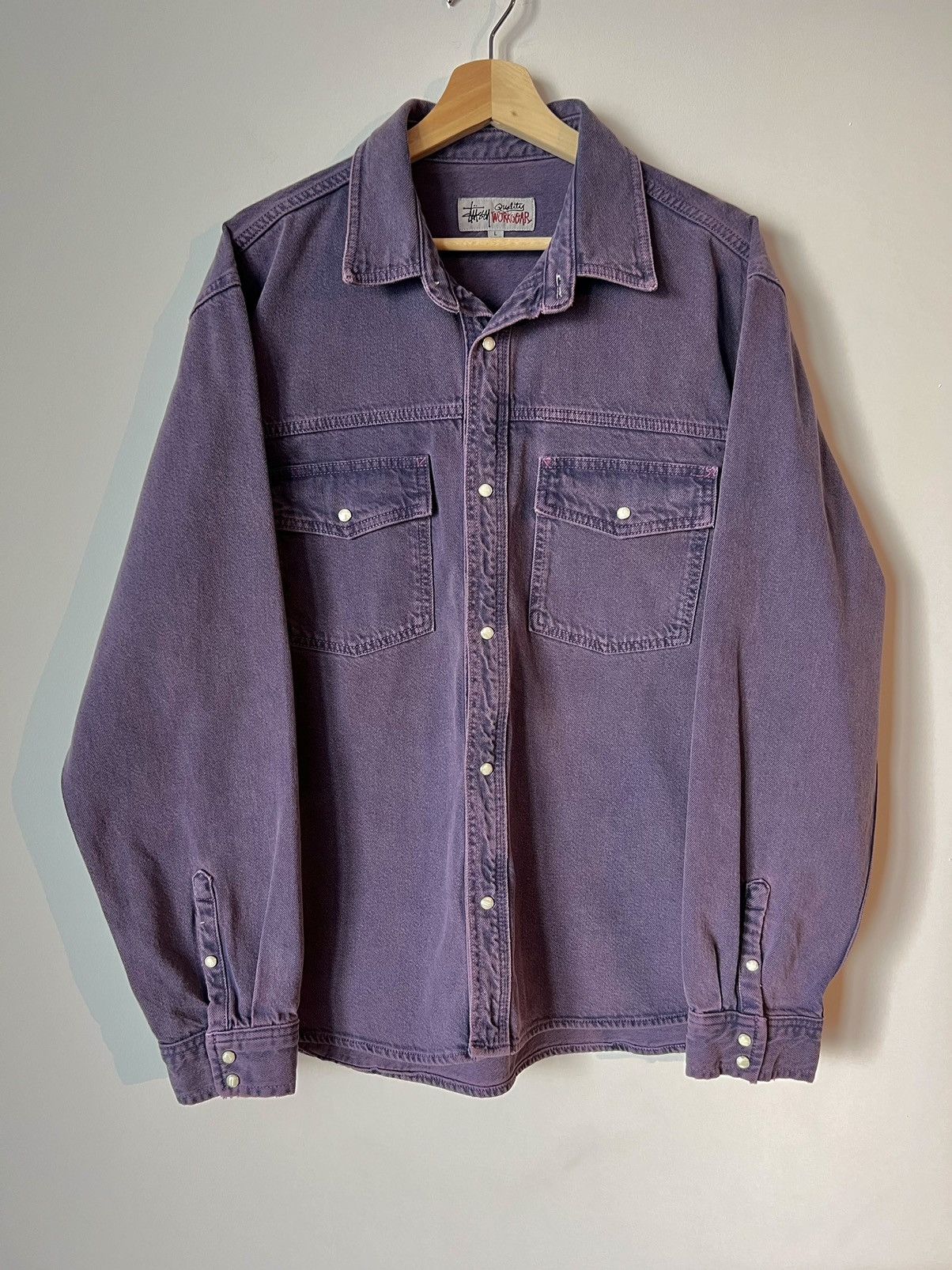 Vintage Stüssy Western Denim Shirt Double Dye Purple | Grailed