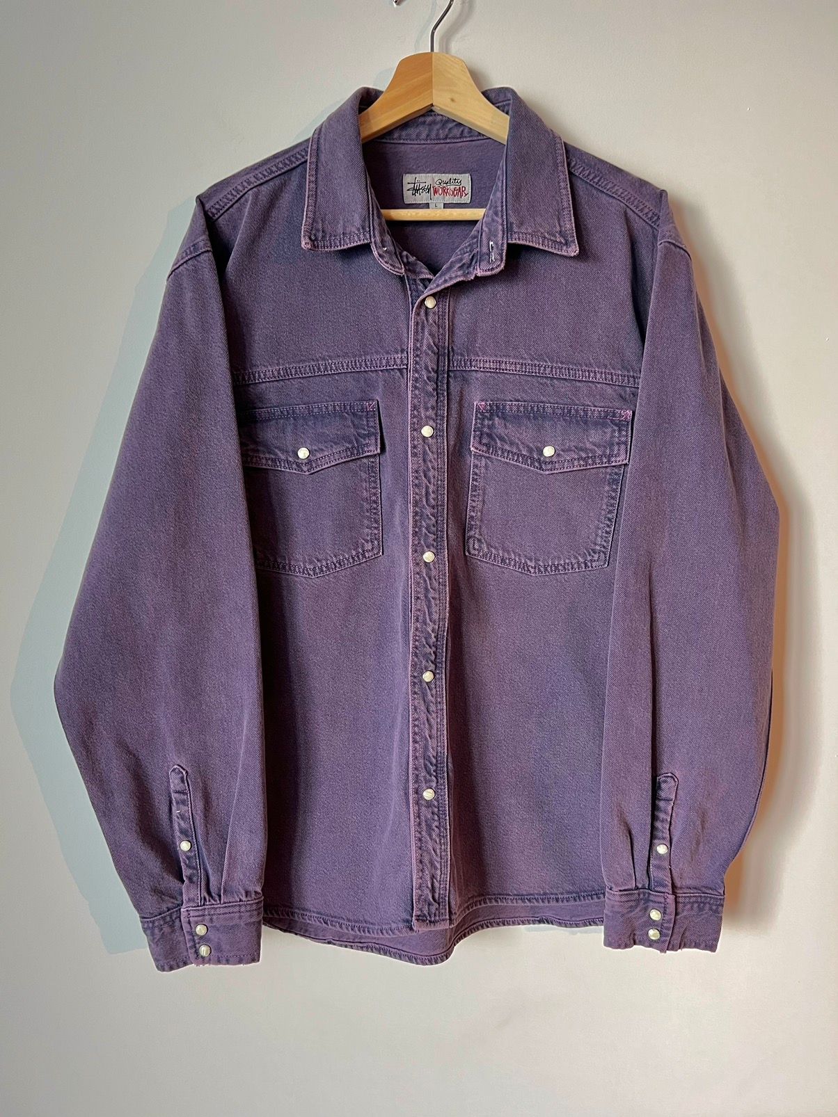 Pre-owned Stussy X Vintage Stüssy Western Denim Shirt Double Dye Purple