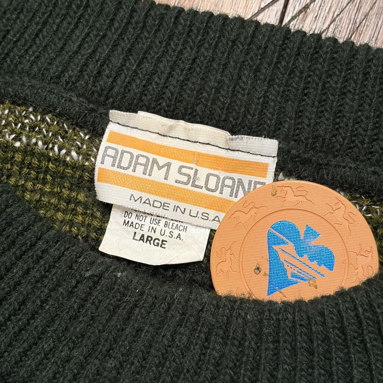 Vintage Vtg Adam Sloane Sweater Mens L Green Geometric Knit USA 90s Size US L / EU 52-54 / 3 - 7 Thumbnail