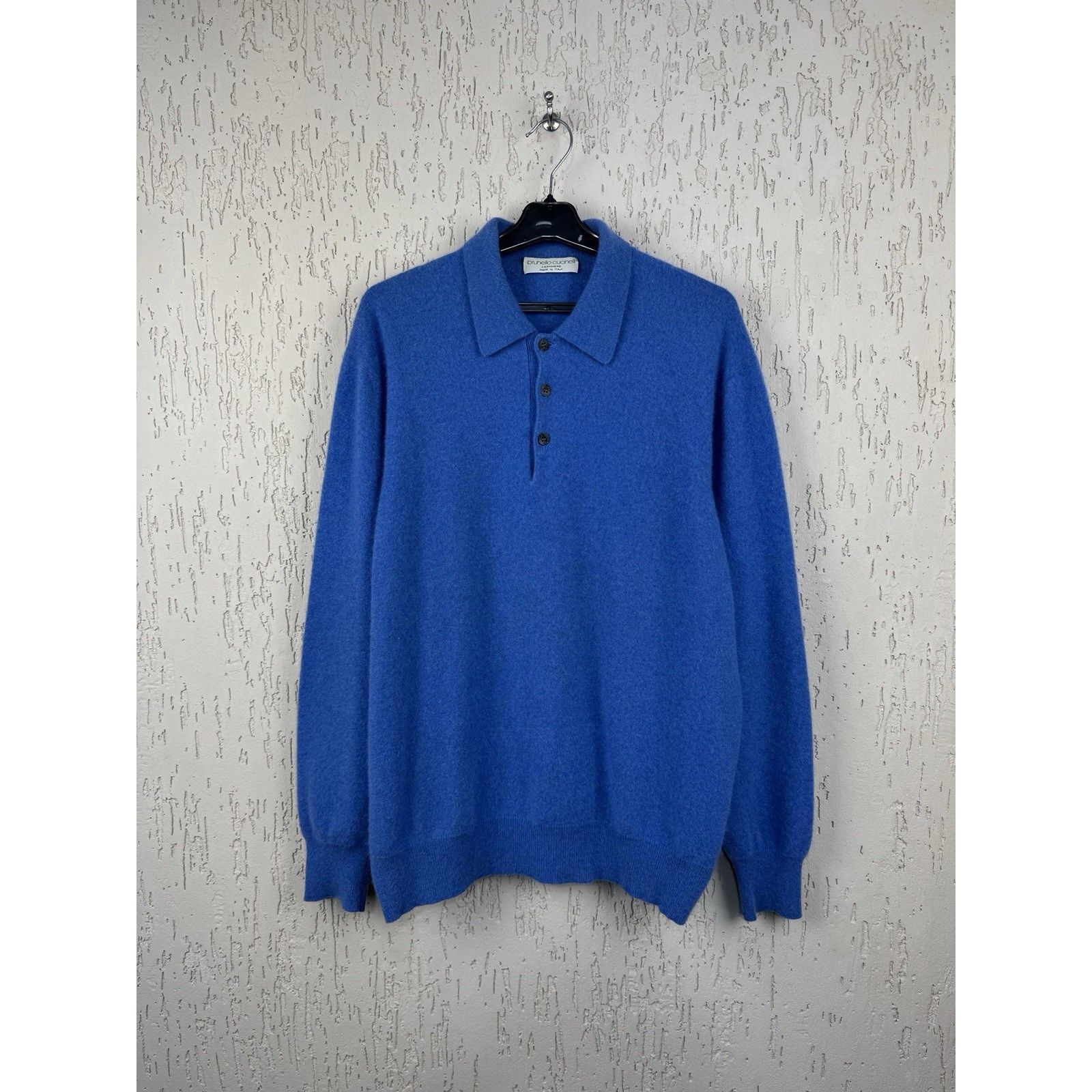Brunello Cucinelli BRUNELLO CUCINELLI Blue Long-Sleeved Sweater Cashmere Polo S Size US XL / EU 56 / 4 - 1 Thumbnail